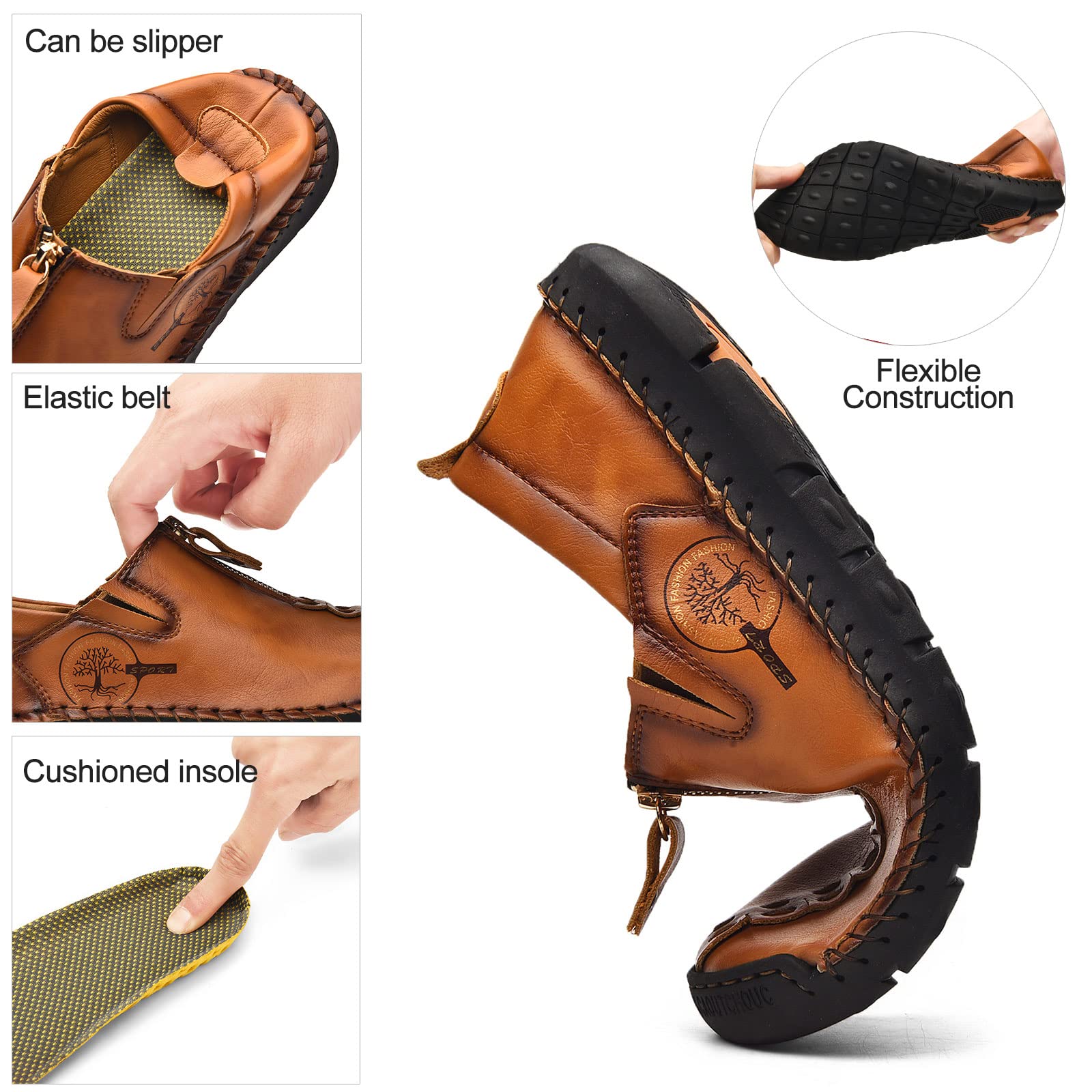 **Sharie Men's Casual Leather Slip-On Loafers - Breathable & Comfortable Walking Shoes for Men | Perfect for Office, Travel & Everyday Wear**