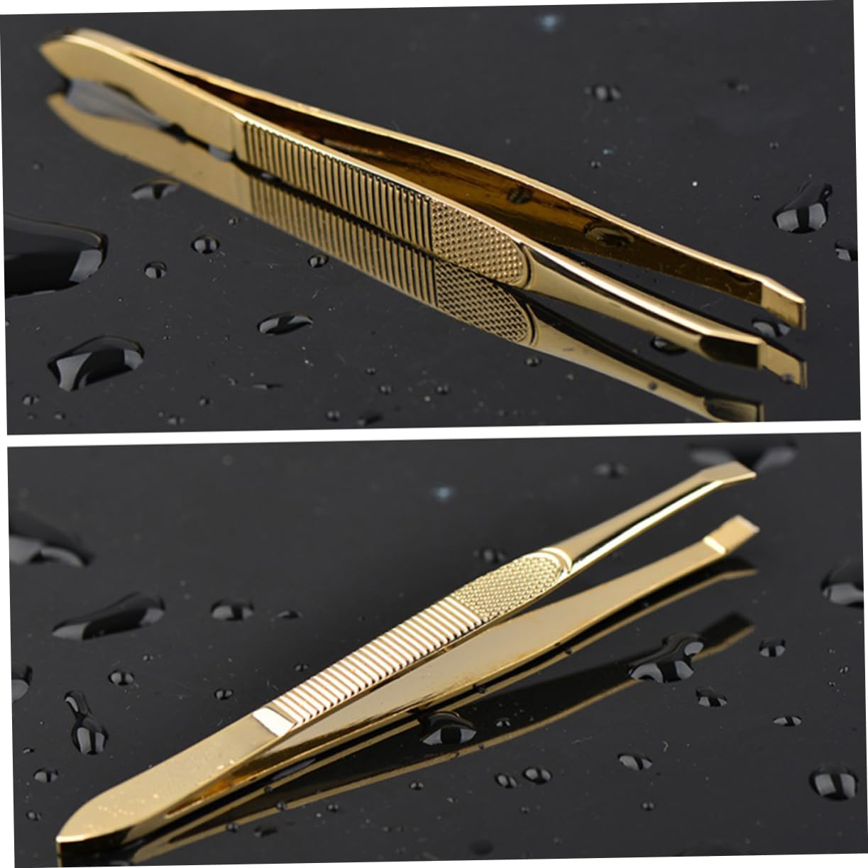 Premium Gold-Plated Stainless Steel Eyebrow Tweezers with Comb - Professional Lash Extension & Double Eyelid Adhesive Tool - Perfect for Salon, Home Grooming & Travel Makeup Kit