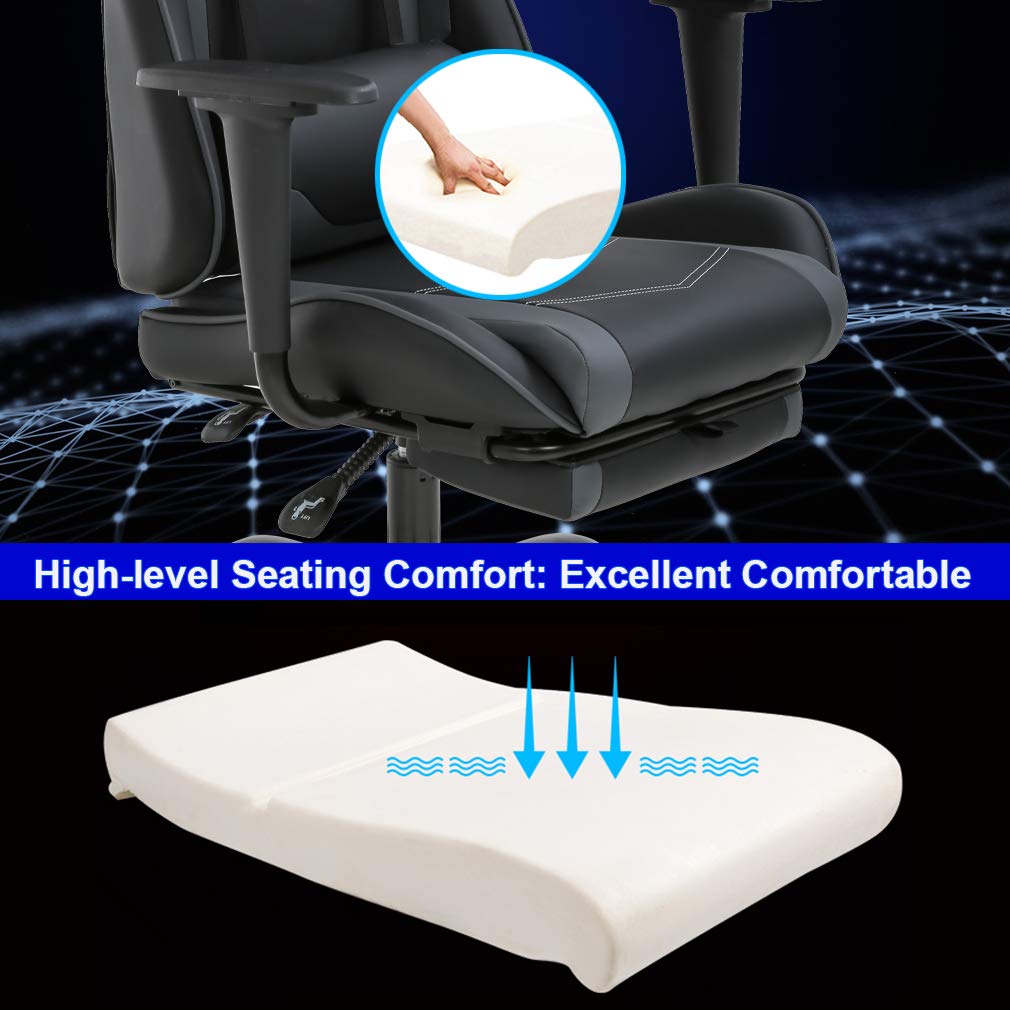 Ergonomic High-Back Office Chair - PU Leather Executive Desk Chair with Lumbar Support & Swivel Base - Perfect for Home Office, Gaming & Computer Work (Grey)