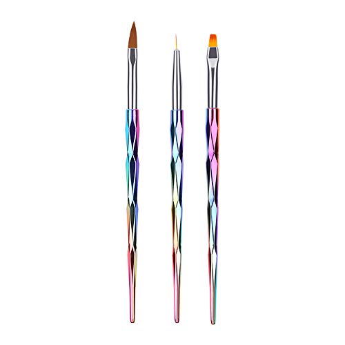 3Pcs Professional Nail Art Brush Set - Acrylic & UV Gel Builder Brushes for Painting, Drawing & DIY Nail Design | Perfect for Salon, Home Manicure & Nail Extension Art