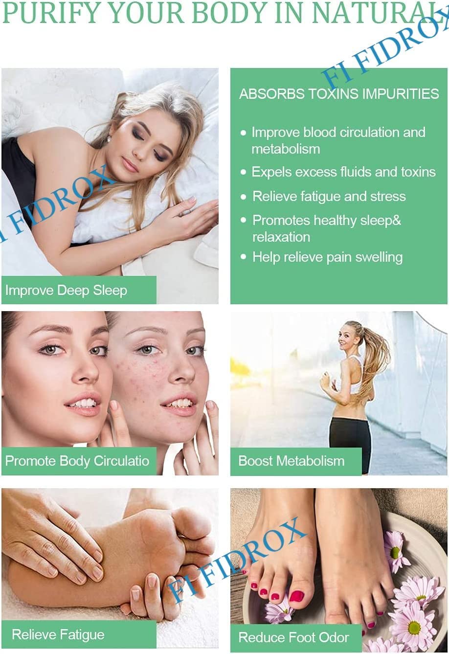 Natural Detox Foot Pads for Stress Relief & Better Sleep - FI FIDROXIMPERIA Cleansing Foot Patches to Remove Toxins, Pain-Free Body Detox Kit (10 Pads) - Perfect for Nighttime Use & Post-Workout Recovery