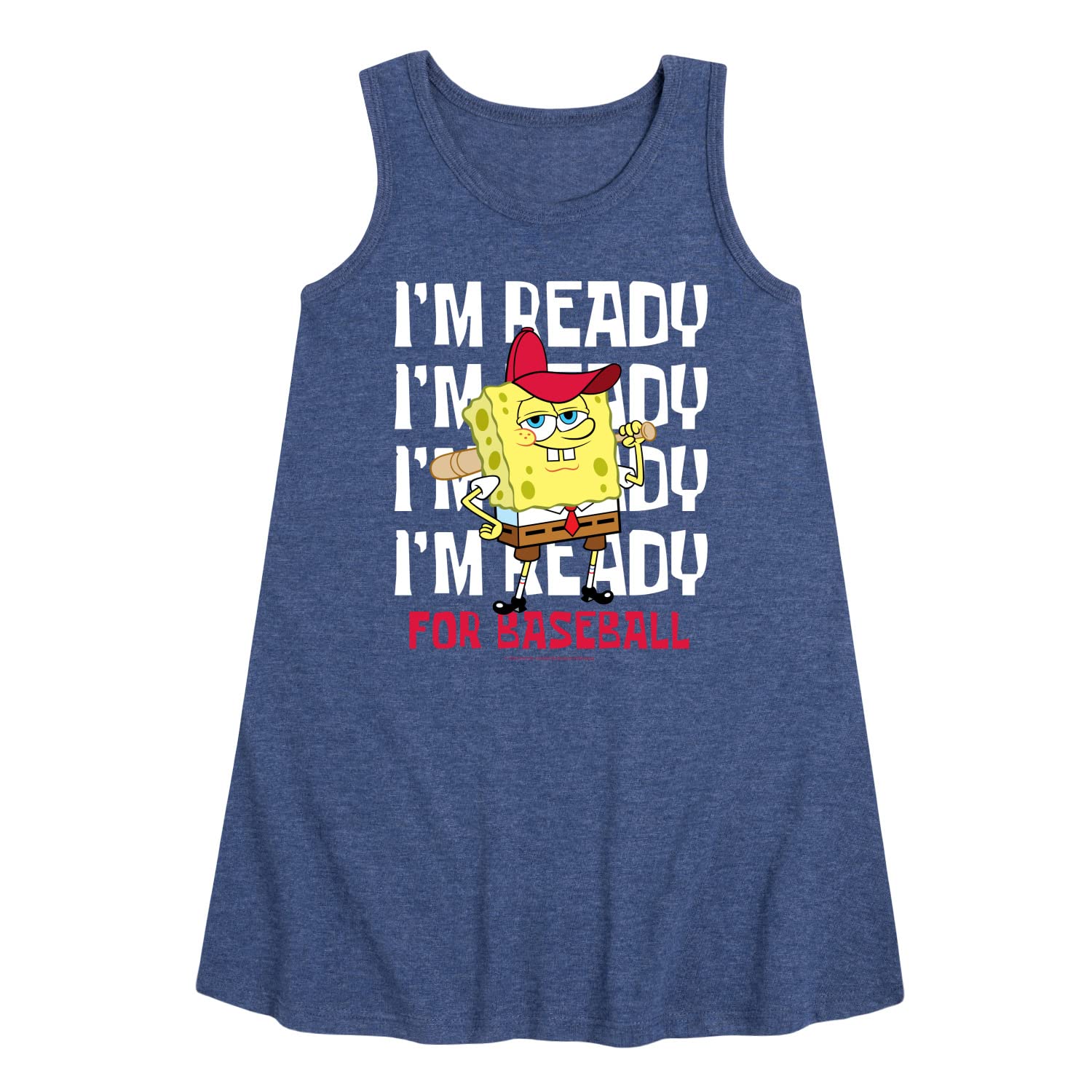 Spongebob Squarepants Baseball-Themed A-Line Dress for Toddler & Youth Girls | HYBRID APPAREL | Perfect for Game Day, Birthday Parties & Casual Wear