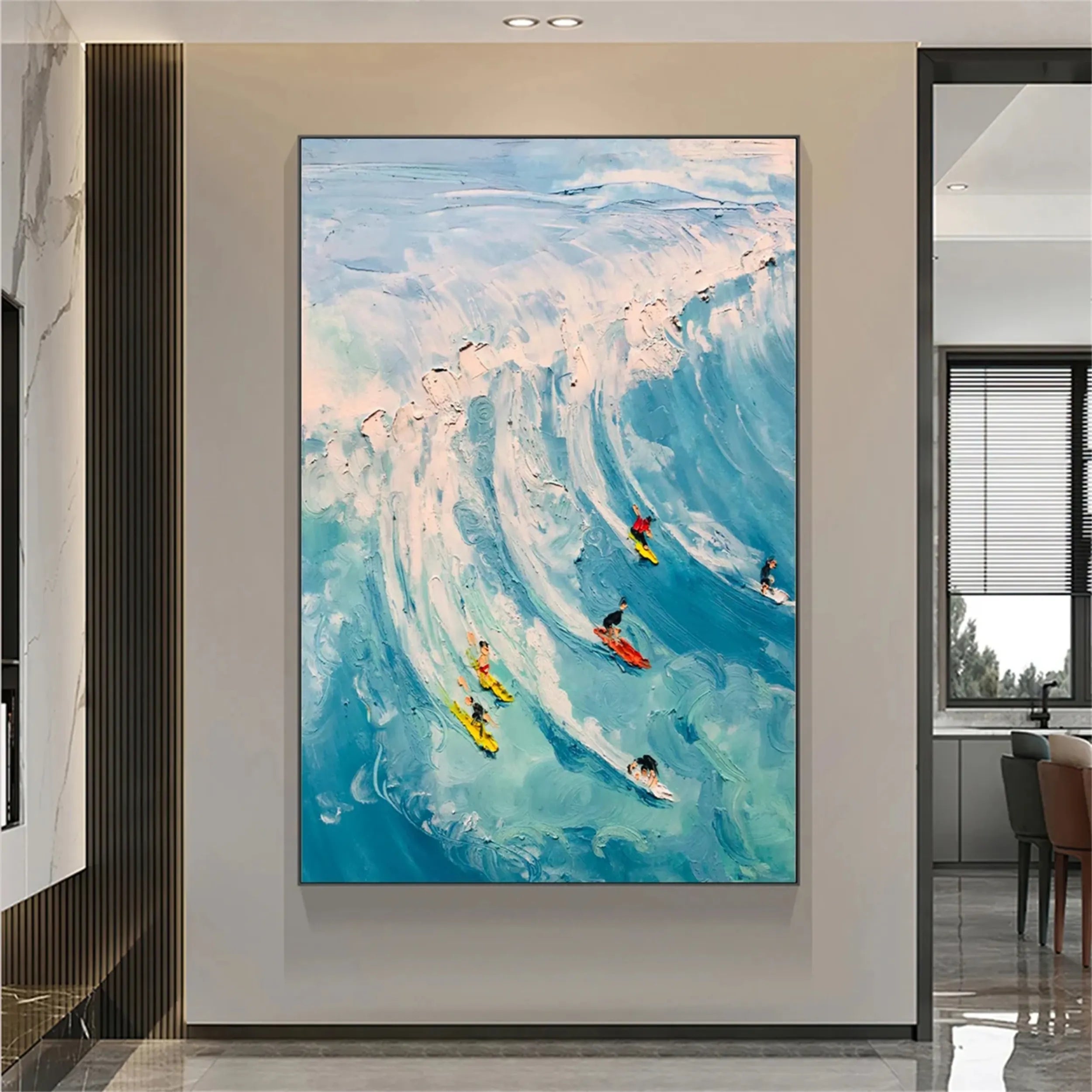 Seascape and Snowy Peak Painting - Premium Wall Art Decor #SP024 | Perfect for Living Room, Bedroom & Office