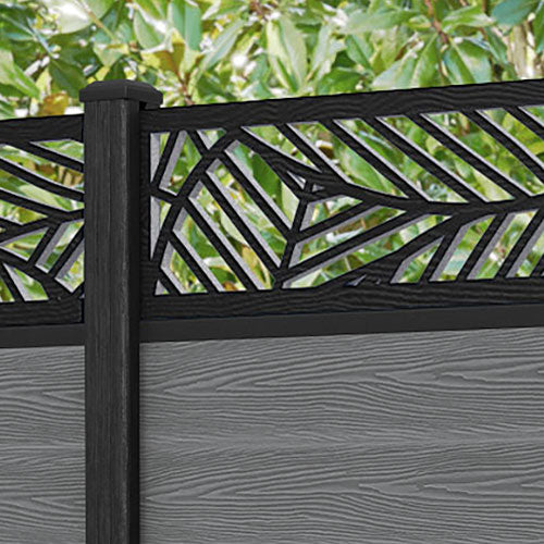 Classic Habitat Fence Panel - Mid Grey Composite Privacy Fence with Sturdy Posts | Outdoor Garden, Backyard, and Property Boundary Solution