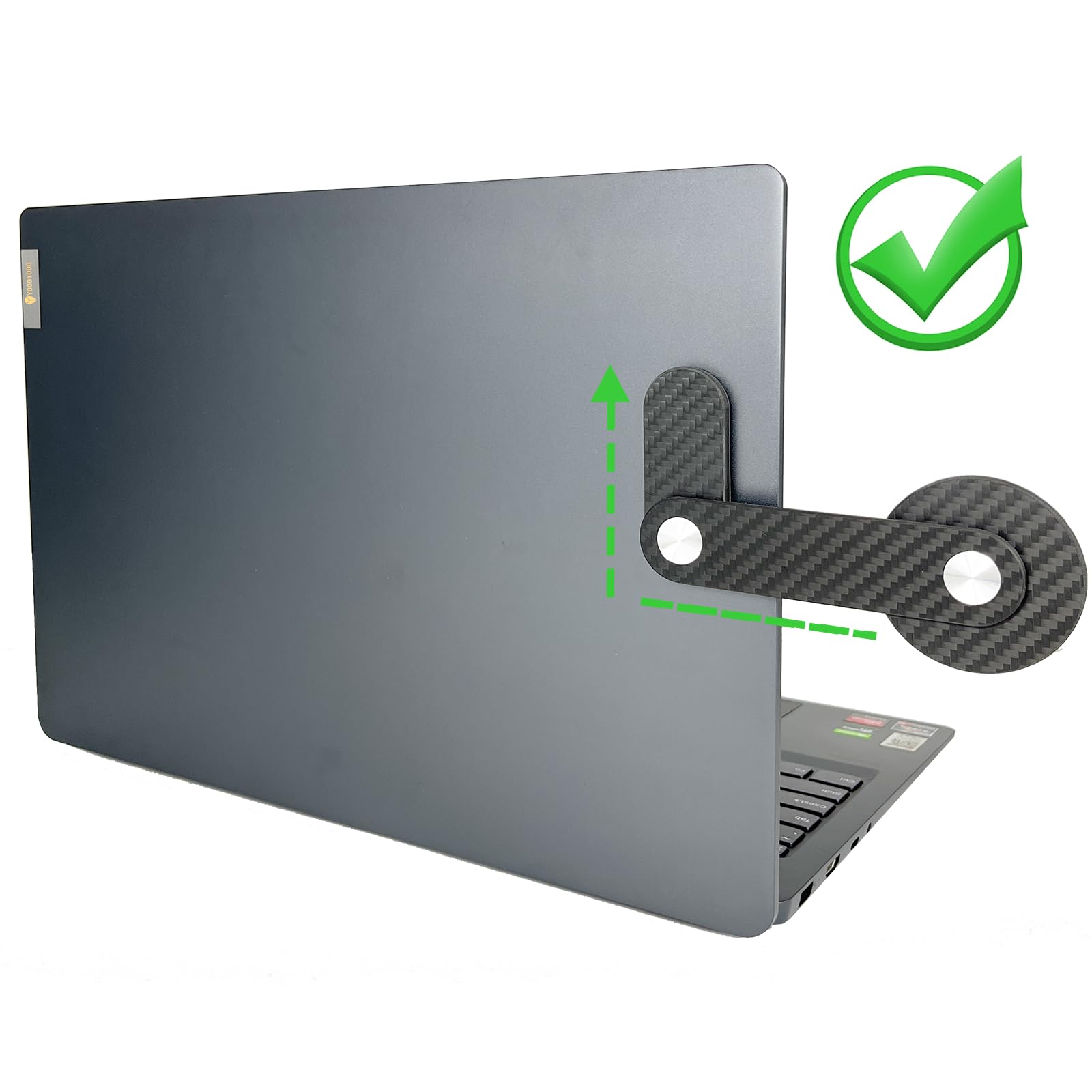 Carbon Fiber Lightweight Adjustable Laptop Stand with Magnetic Phone Holder, Monitor Side Mount Clip for iPhone MagSafe & All Phones, Portable Foldable Computer Expansion Bracket, Cool Black - Perfect for Home Office, Travel, and Gaming Setups