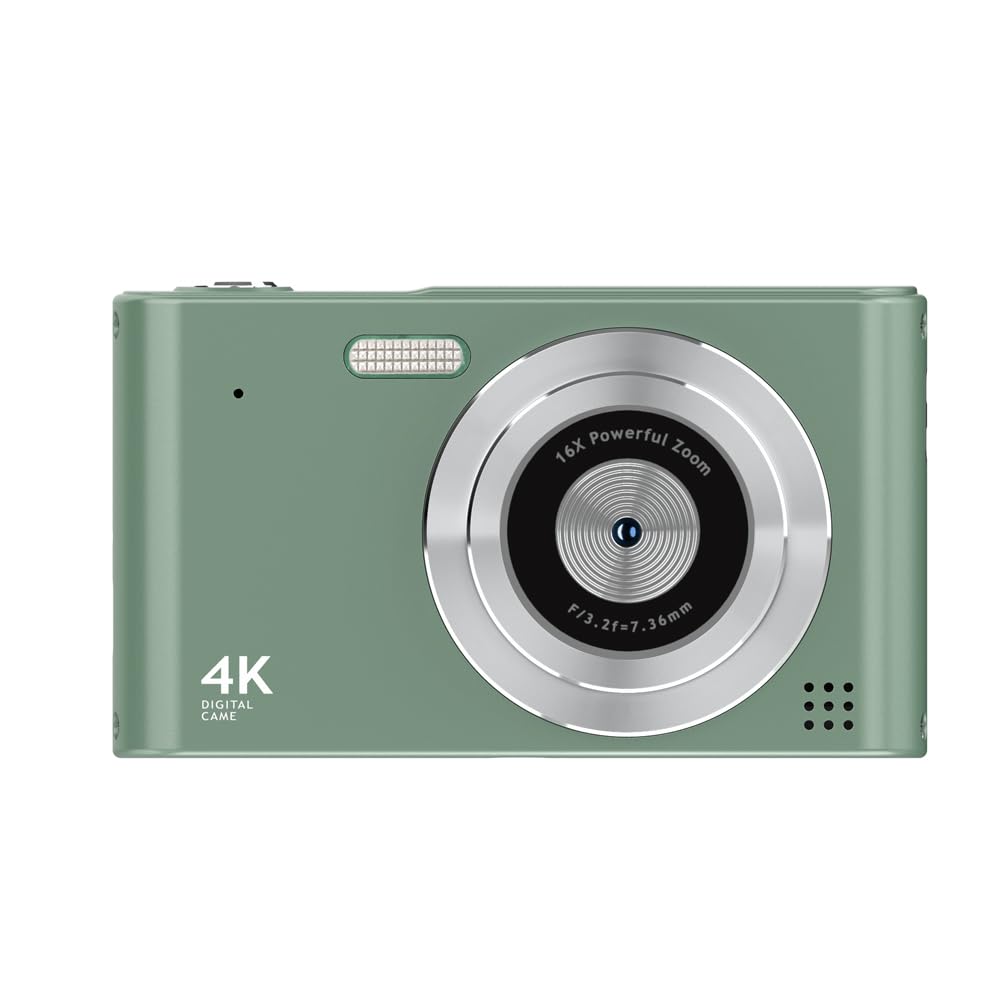 Fegtrtyoa HD 1080P 2.4 Inch Digital Camera - 16x Zoom Rechargeable Compact Camera with 240x320 Resolution (Green) | Perfect for Travel, Vlogging & Everyday Photography