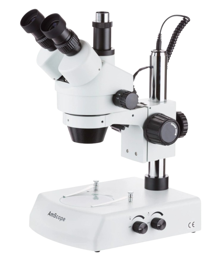 Amscope SM 2T 7X-45X Trinocular Stereo Zoom Microscope with Dual Halogen Lights - Professional Lab & Jewelry Inspection Microscope for Gemologists, Hobbyists & Researchers