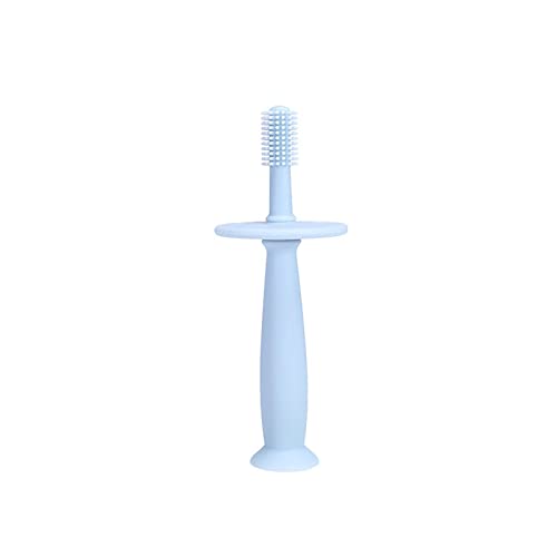 Baby Silicone Toothbrush for Toddlers - Soft Bristles, Anti-Fall Design, Training Toothbrush for Infants (Blue, One Size) - Perfect for First Brushing & Oral Care Routine