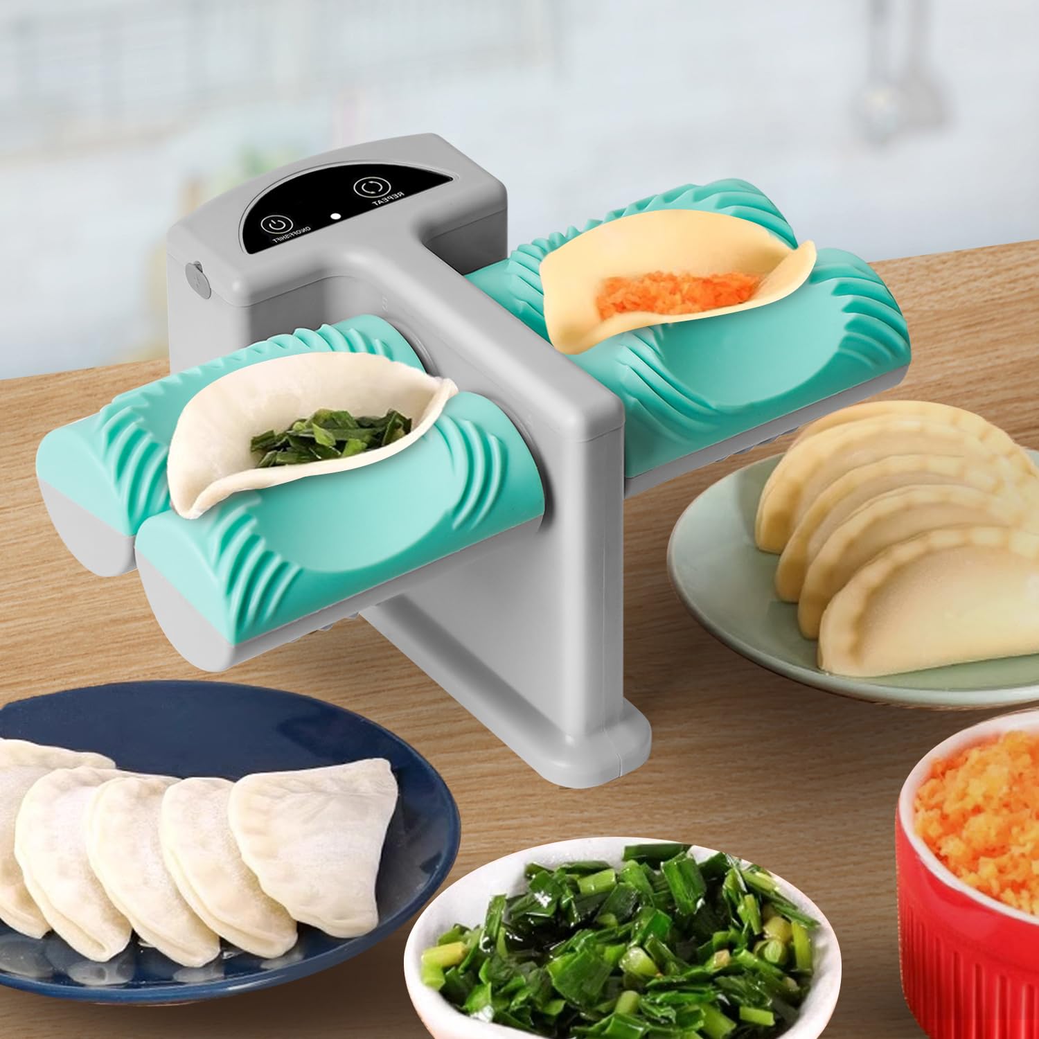 Electric Dumpling Maker Machine - Automatic Dumpling Maker with 2 Molds & 4 Rollers for Perfect Homemade Dumplings | Kitchen Appliance for Asian Cuisine, Party Cooking & Family Meal Prep