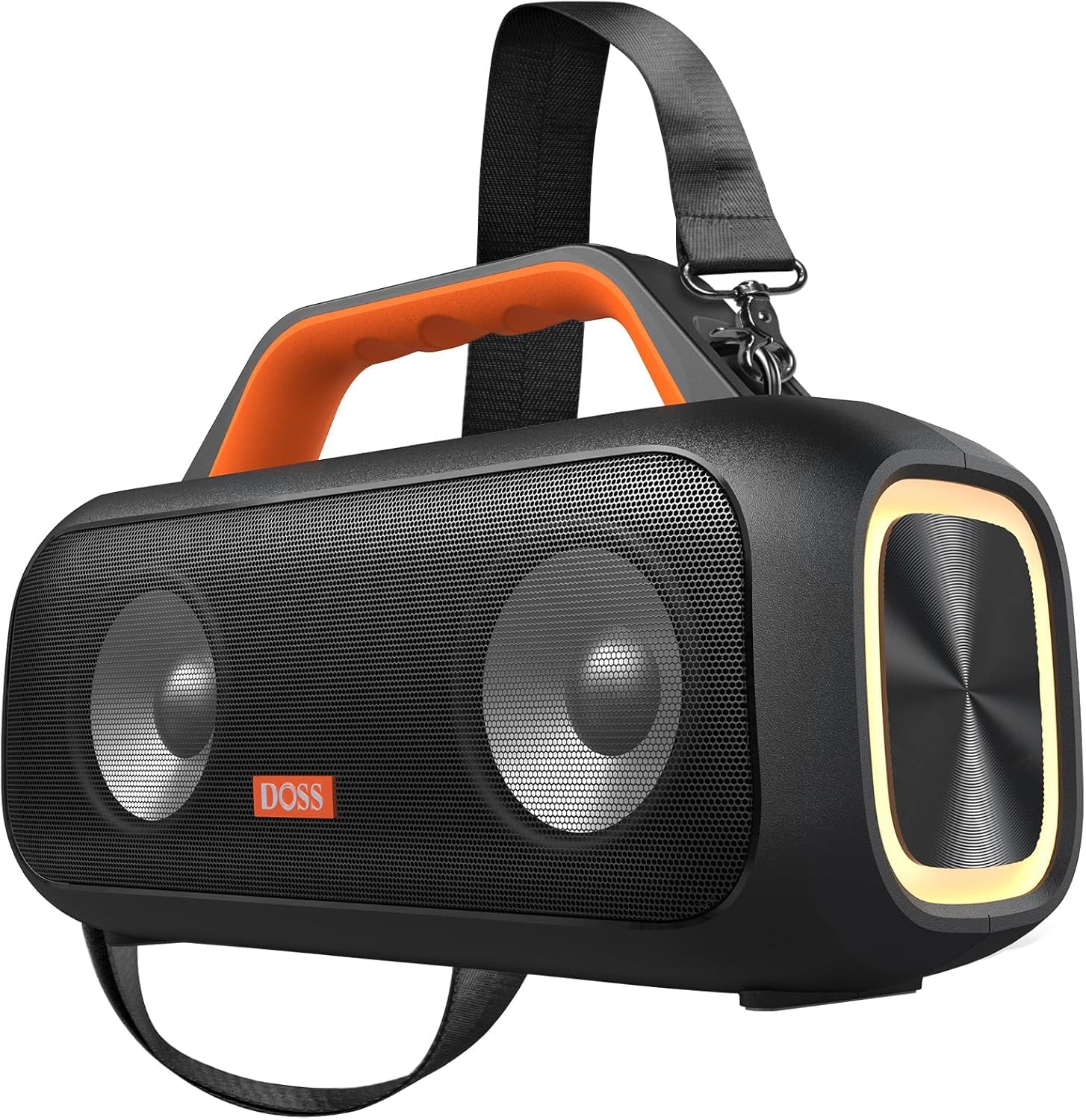 DOSS Extreme Boom S Bluetooth Speaker - 60W Wireless Portable Speaker with Stereo Sound, Rich Bass, IPX6 Waterproof, 25H Playtime, TWS & LED Lights - Perfect for Camping, Beach, Pool Parties & Outdoor Adventures (Orange)