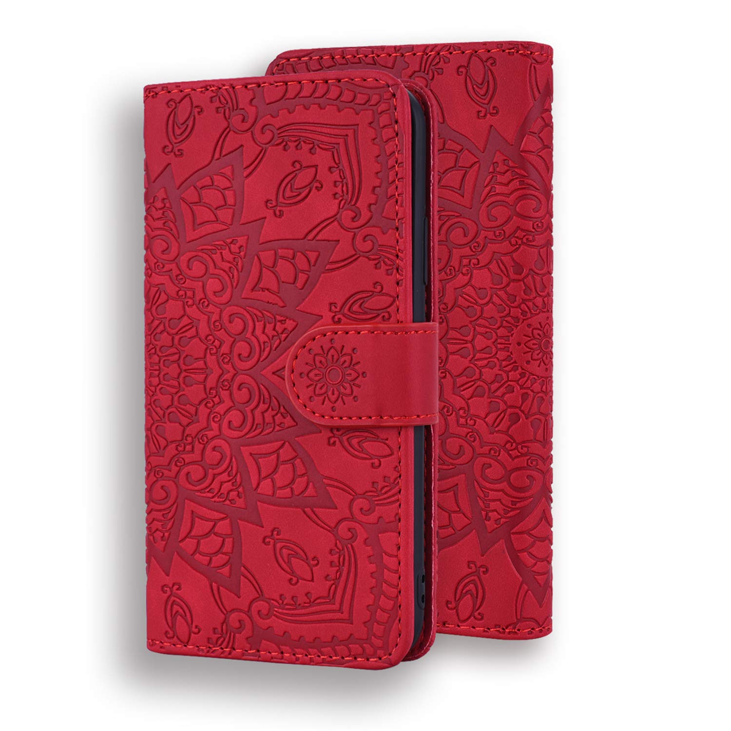 Premium PU Leather iPhone XR Wallet Case with Magnetic Kickstand - Shockproof & Drop Protection Cover with Card Slots (Red) - Perfect for Travel, Work & Everyday Use