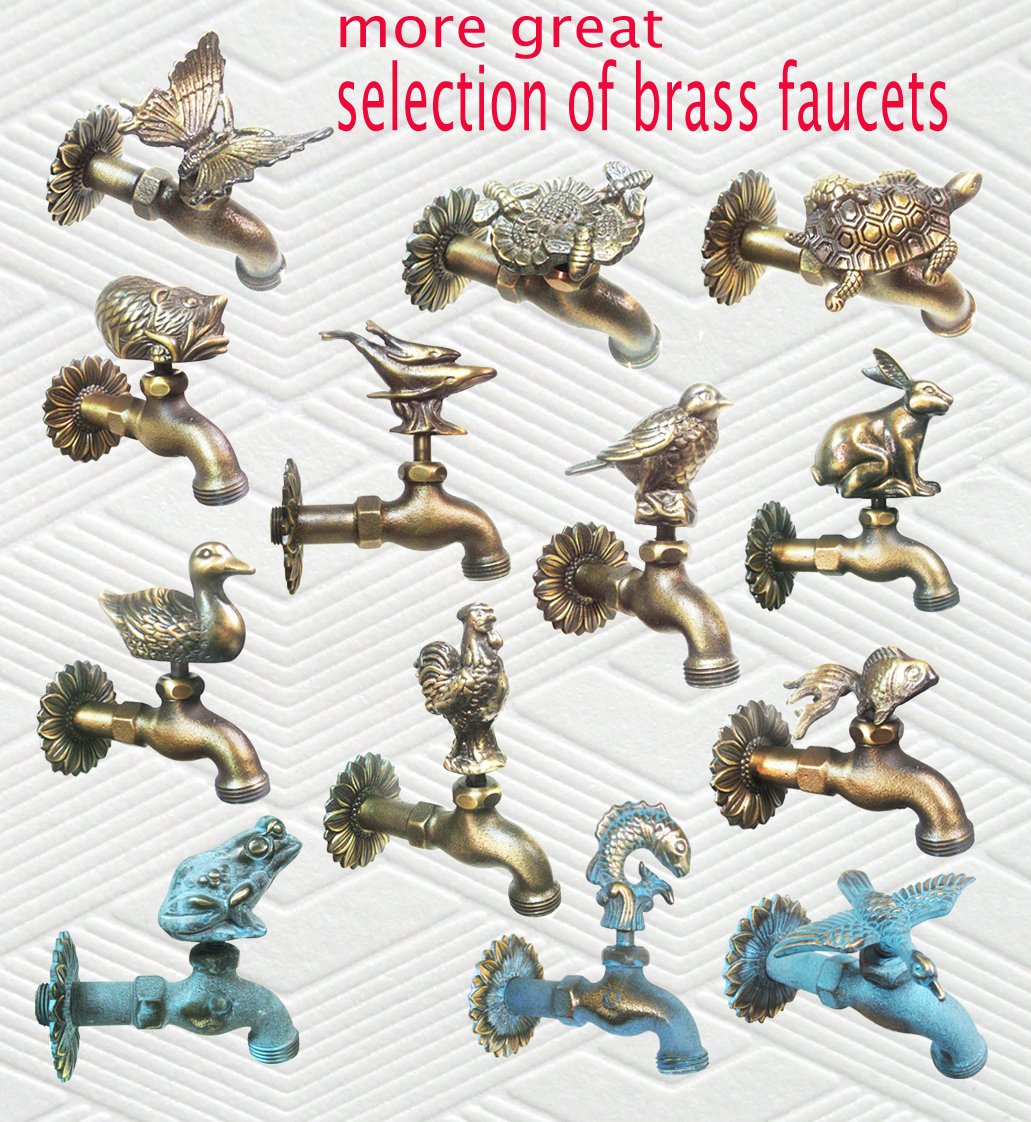 Solid Brass Fairy Garden Outdoor Faucet - Durable Weatherproof Water Spigot for Garden, Yard & Patio - Perfect for DIY Miniature Landscapes & Outdoor Decor
