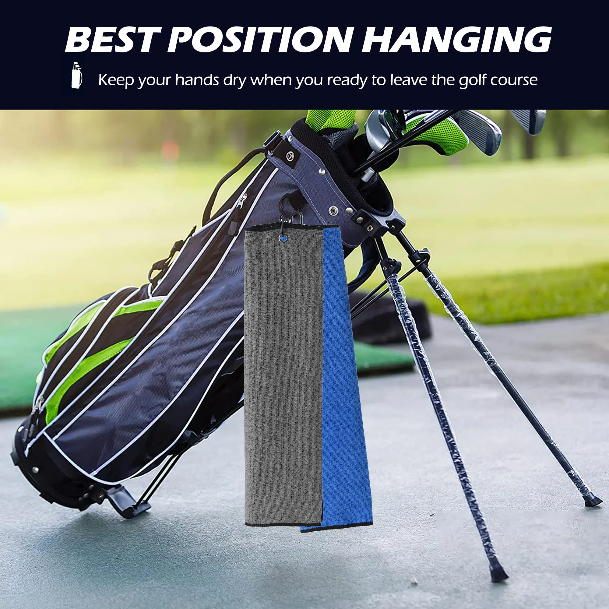 Tri-fold Golf Towel with Brush - Dual-Sided for Club & Ball Cleaning | High Absorbency | Perfect for Golf Course & Practice