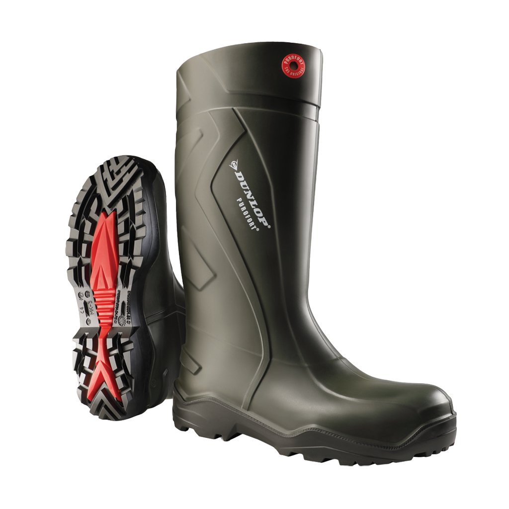 DUNLOP Purofort+ Dark Green/Black Safety Work Boots - Anti-Fatigue, Flexible Movement, Premium Comfort Insole - Size 6 US for Construction & Outdoor Work
