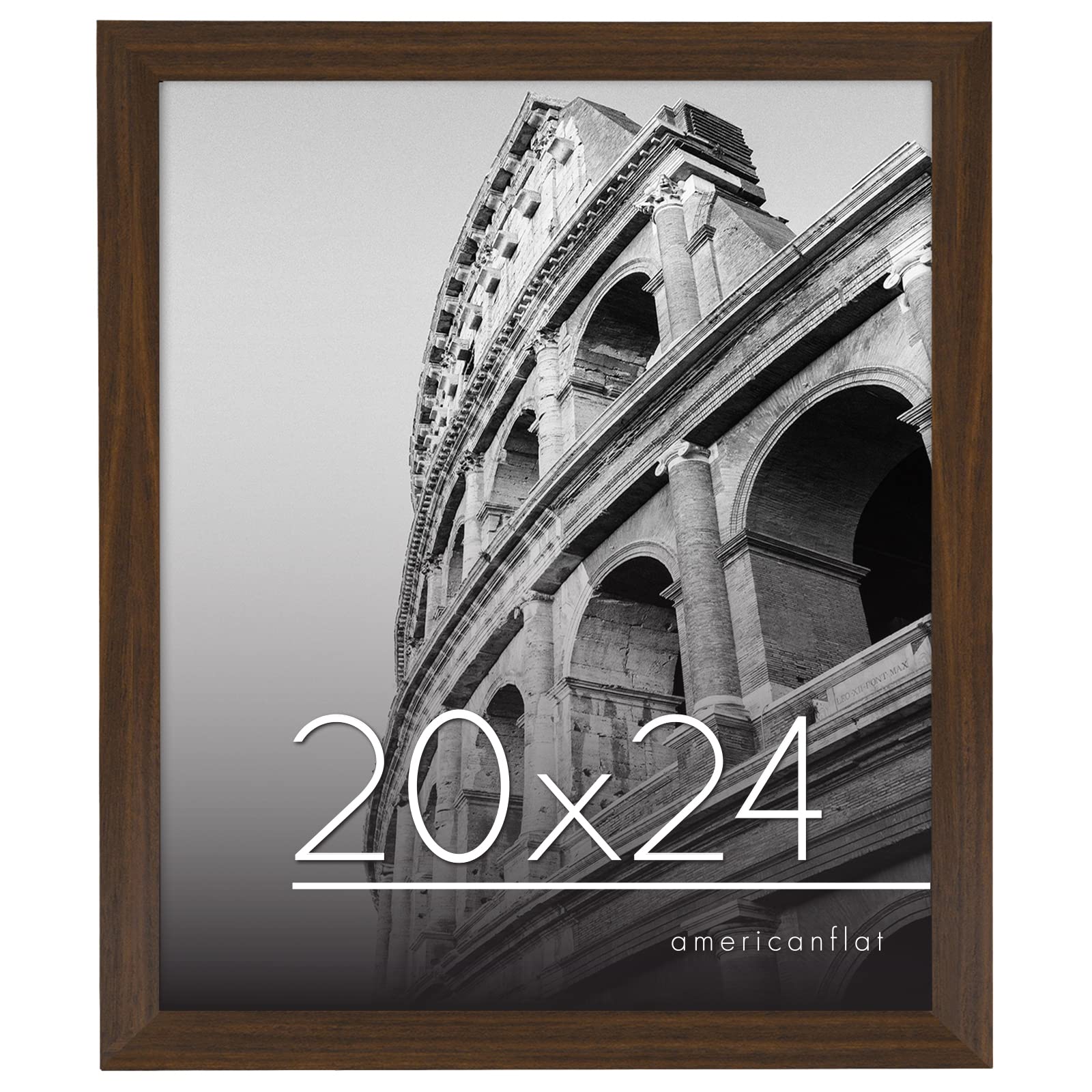 Americanflat 20x24 Walnut Picture Frame - Engineered Wood Wall Display for Home & Office Decor