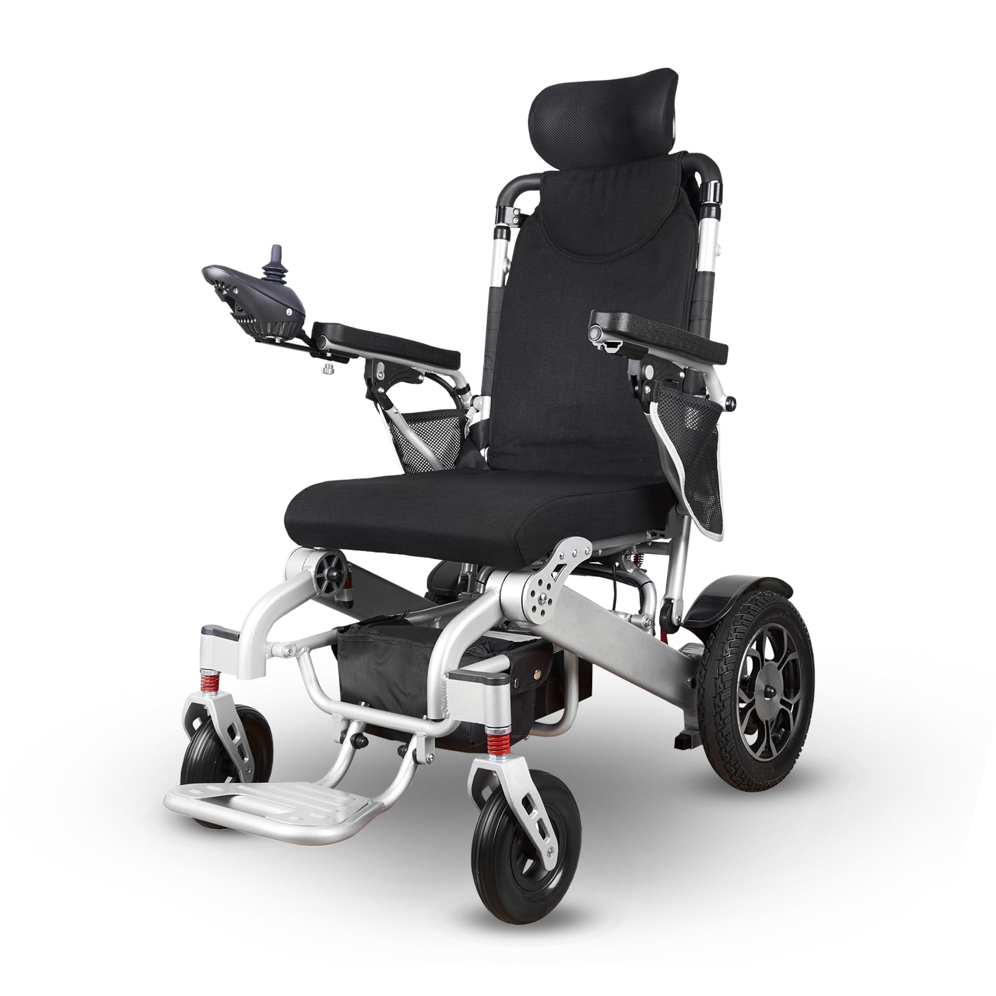 Shawk XL Lightweight Foldable Electric Wheelchair for Adults - 500W Motor, 330 lbs Weight Capacity, 13 Miles Range, Reclining Seat (Gray) - Perfect for Indoor/Outdoor Mobility, Travel & Daily Use