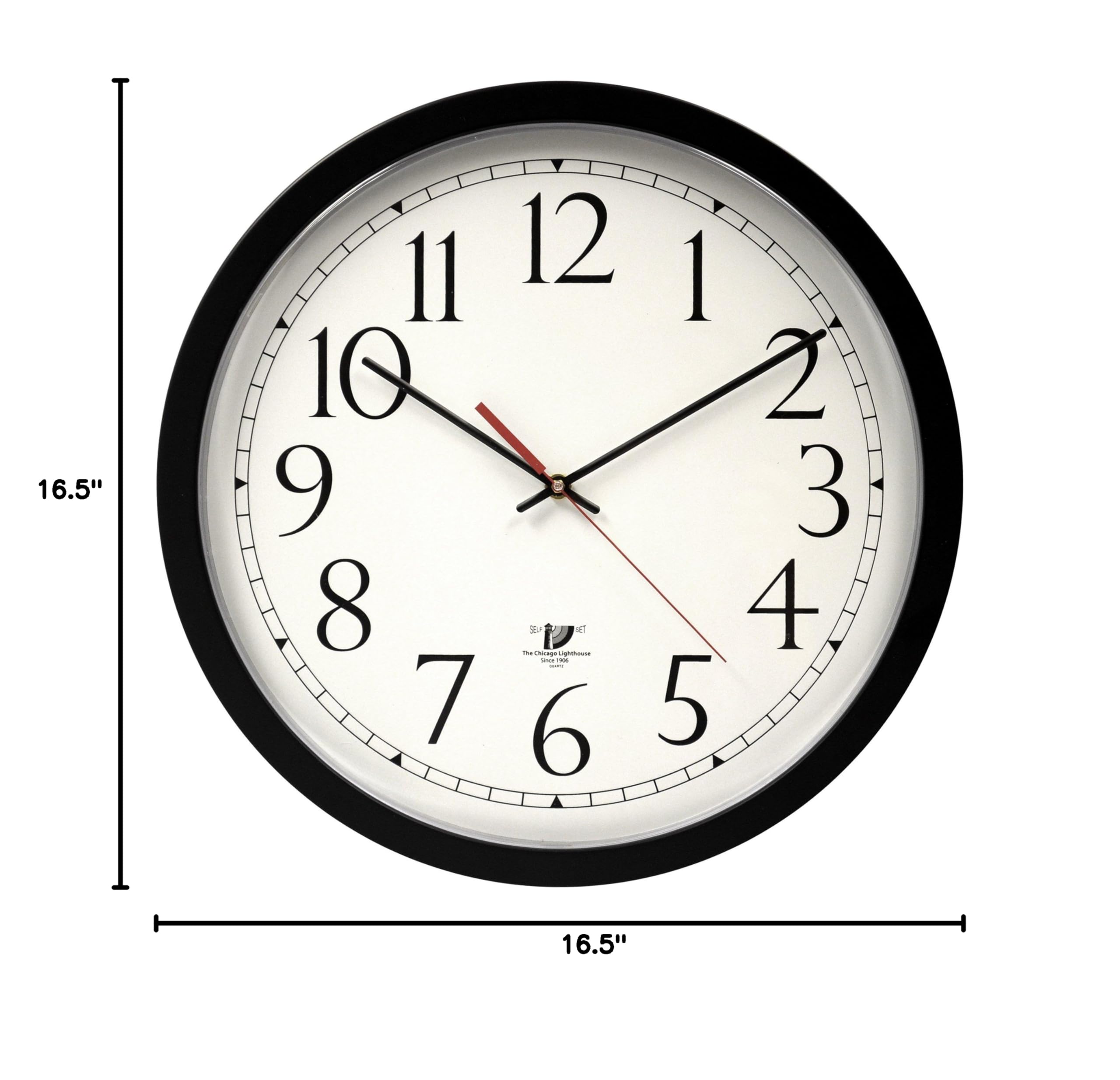 Self-Set Wall Clock - 16.5 Inch Large Modern Round Silent Non-Ticking Clock with Easy Setup - Perfect for Home, Office, Kitchen, Living Room & Bedroom Decor
