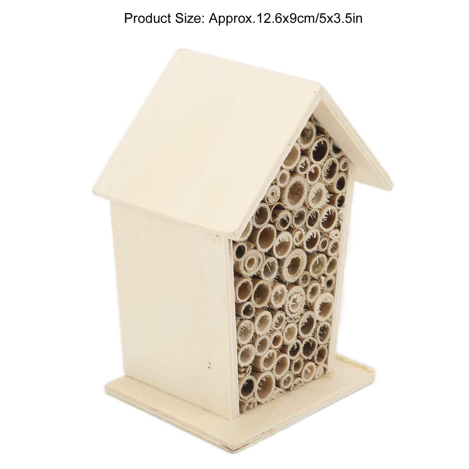 Hztyyier Wooden Bee House - Natural Attractive Design Outdoor Garden Bee Hive for Pollinators, Perfect for Backyard, Patio, and Garden Decor to Attract Bees & Beneficial Insects