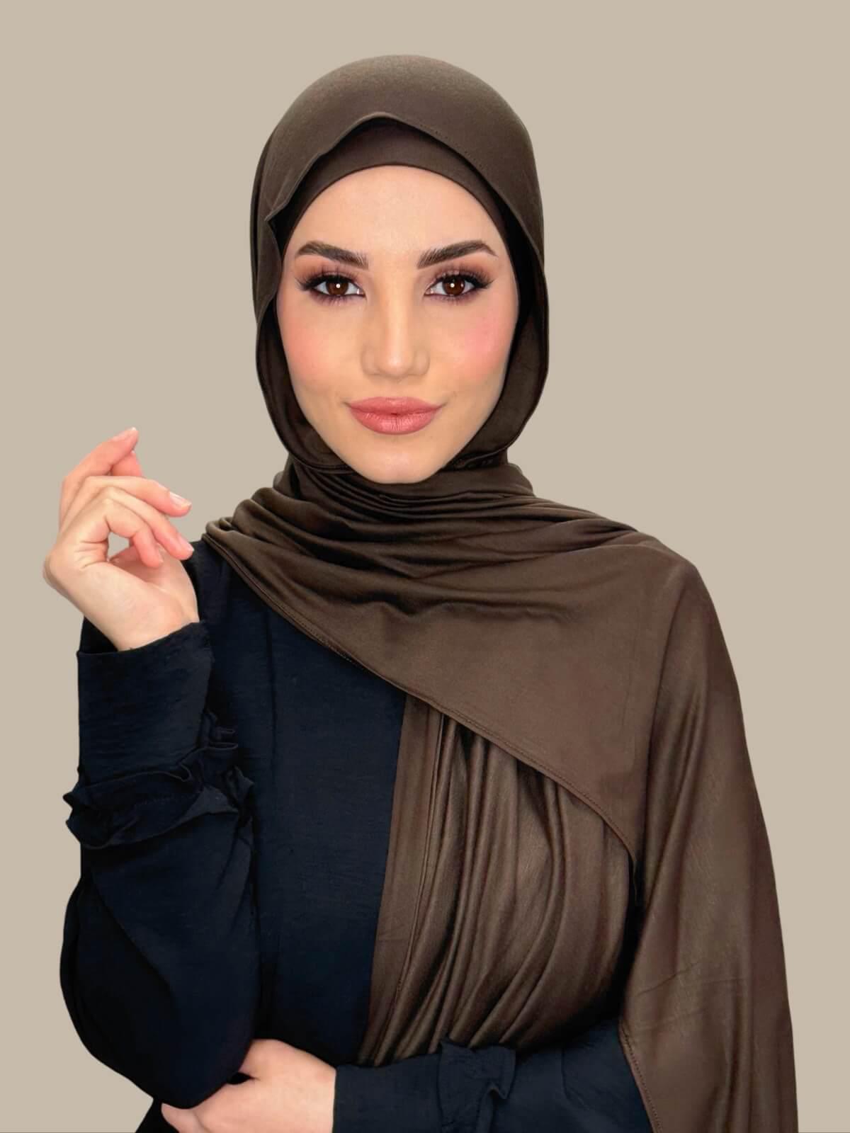 Premium Jersey Hijab Scarf - Soft & Breathable Chocolate Brown - Perfect for Everyday Wear, Work, and Special Occasions