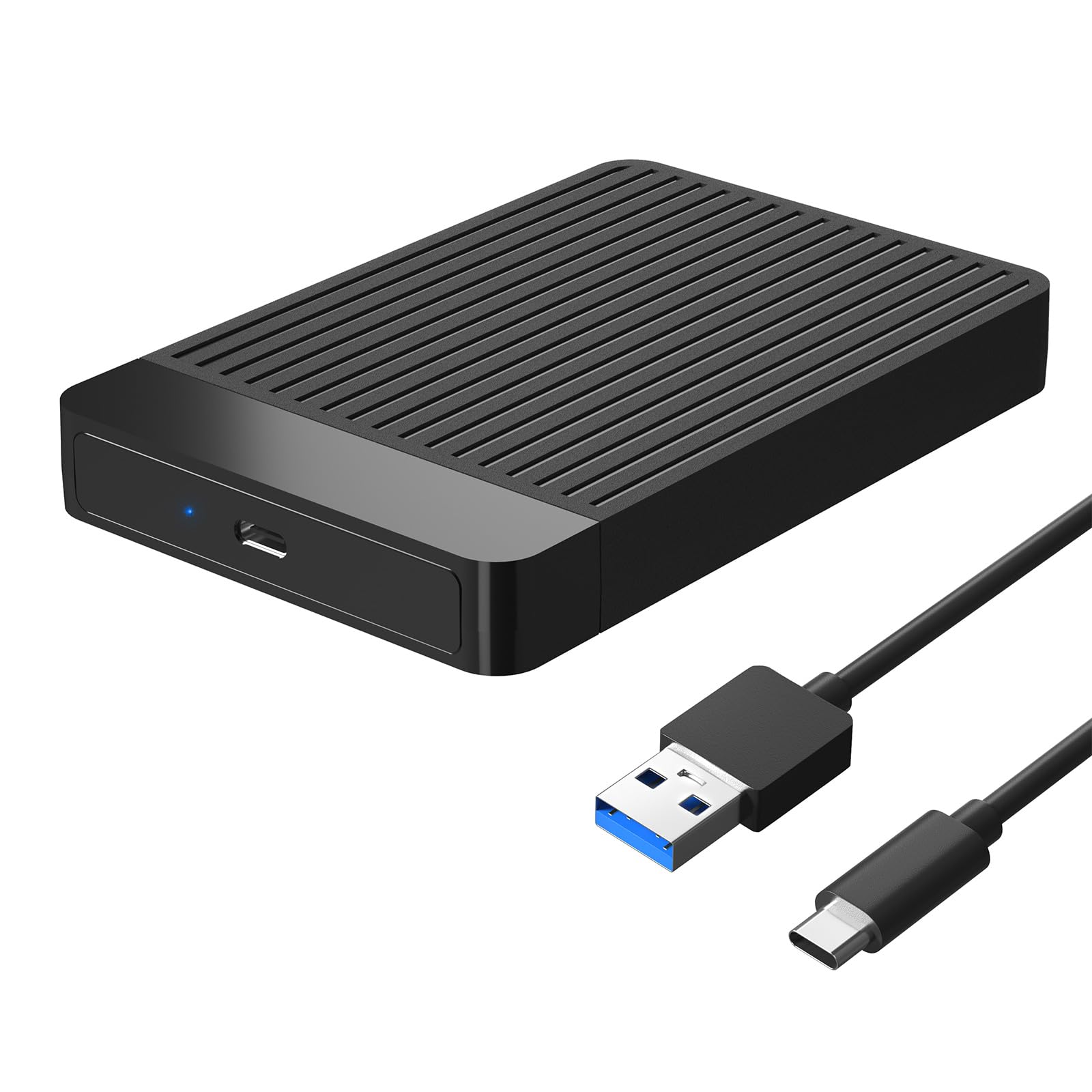 Amangul USB 3.0 2.5 Inch External Hard Drive Enclosure with Sliding Cover - Portable HDD Case for Laptop, PC, Mac - Perfect for Data Backup, Storage Expansion & File Transfer