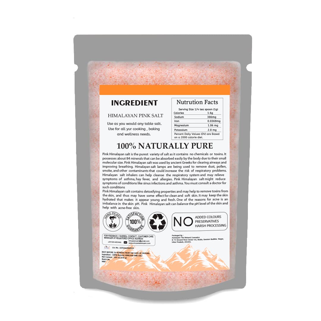 Aaranyam Himalayan Pink Salt - 100% Pure, Raw, Unrefined with 84 Minerals - 2 Pack (750g Each) - Coarse Grind, Natural, Kosher, Non-GMO - Perfect for Cooking, Seasoning & Gourmet Dishes