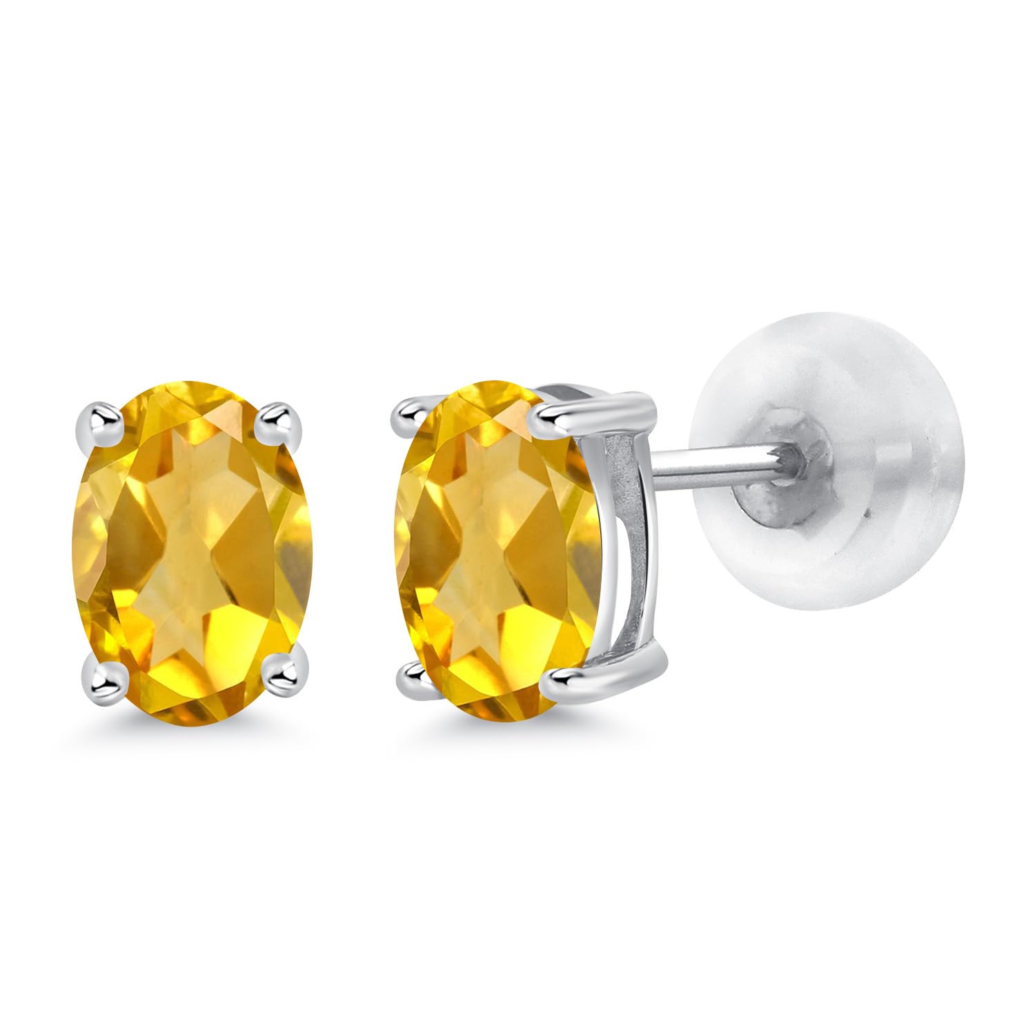 14K Gold Oval Gemstone Birthstone Stud Earrings for Women & Men | 6x4mm Oval Cut | Fine Jewelry Gift for Her, Mom, Wife | Anniversary, Birthday, Christmas Present