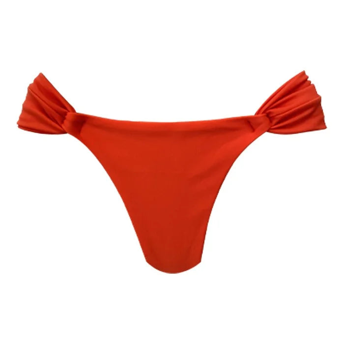 Solid Red Brazilian Classic Side Scrunch Bikini Bottom - Sexy High-Cut Swimwear for Beach & Pool | Perfect for Summer Vacations, Tropical Getaways & Swimwear Fashion