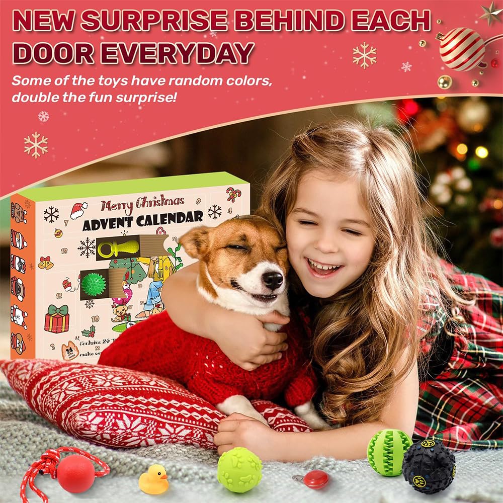 2024 Christmas Advent Calendar for Dogs - 24 Days of Holiday Dog Toys with Chew Ropes | Fun Countdown to Christmas for Pets | Perfect Gift for Dog Lovers & Holiday Pet Chewing Needs