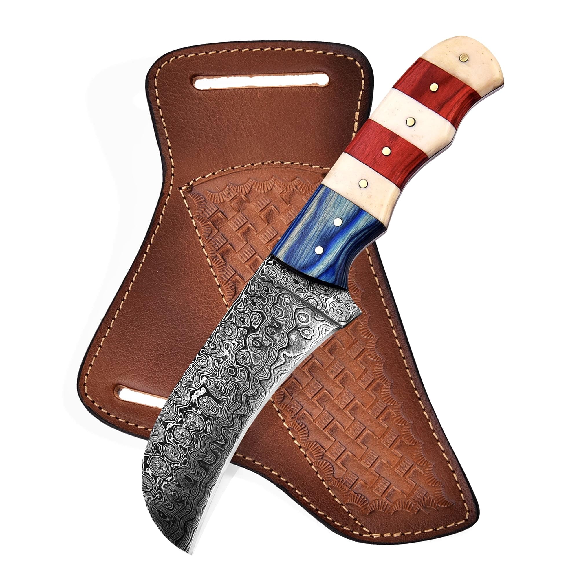Premium 1095 Steel Lineman's Hawkbill Knife - Handmade Fixed Blade Electrician Wire Skinning Knife with Leather Sheath | Heavy Duty Utility Knife for Professionals (Raindrop Handle) | Ideal for Electrical Work, Outdoor Survival & DIY Projects