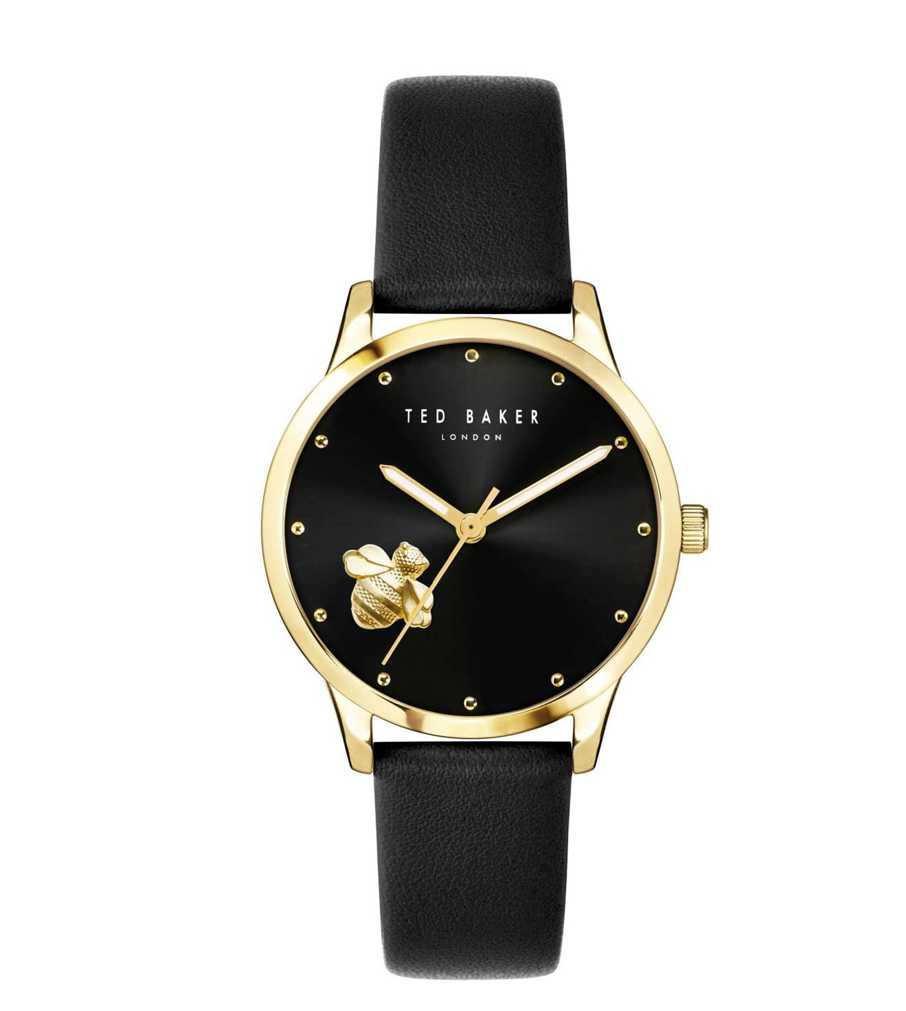 Ted Baker Fitzrovia Bumble Bee Black Leather Strap Watch for Men - BKPFZF2059I - Stylish Analog Quartz Wristwatch with Gold-Tone Case, Perfect for Business, Casual & Formal Occasions