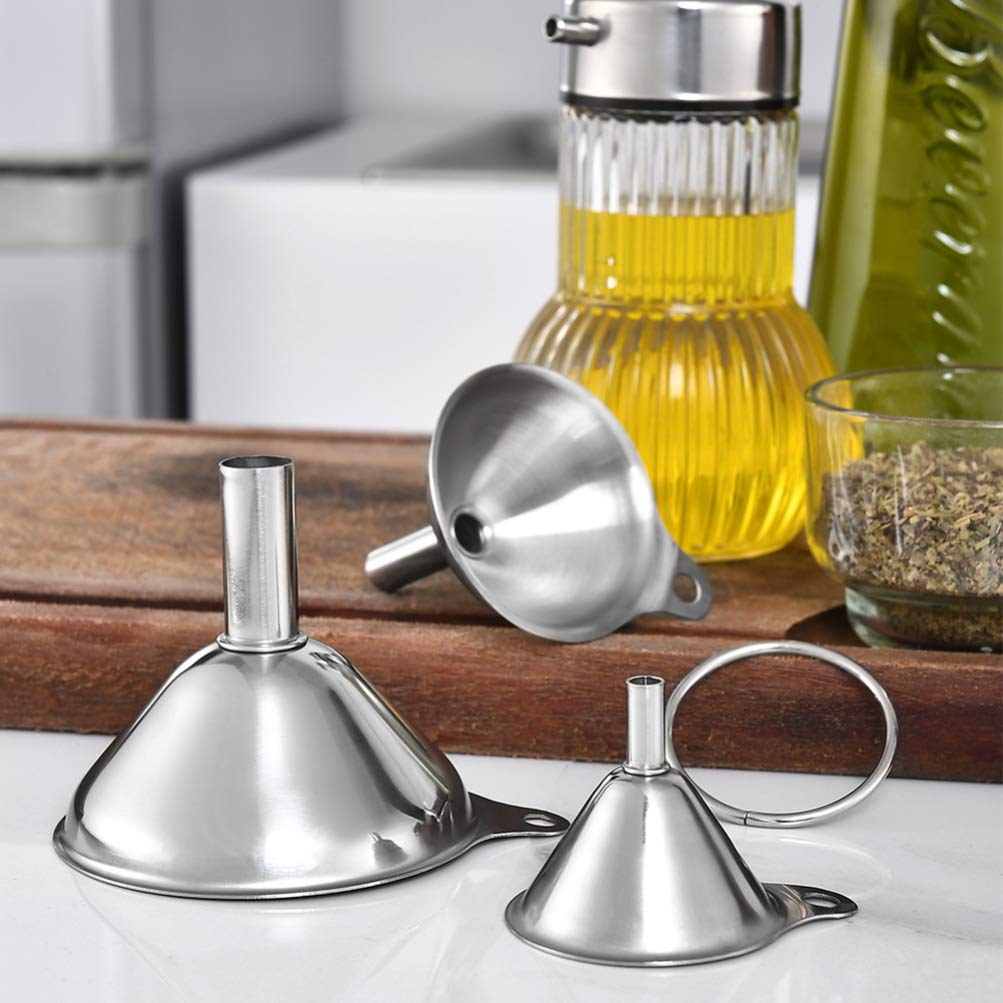 3-Piece Stainless Steel Kitchen Funnels Set - Durable Household Filling Funnels for Cooking, Baking, Oil Transfer & DIY Projects