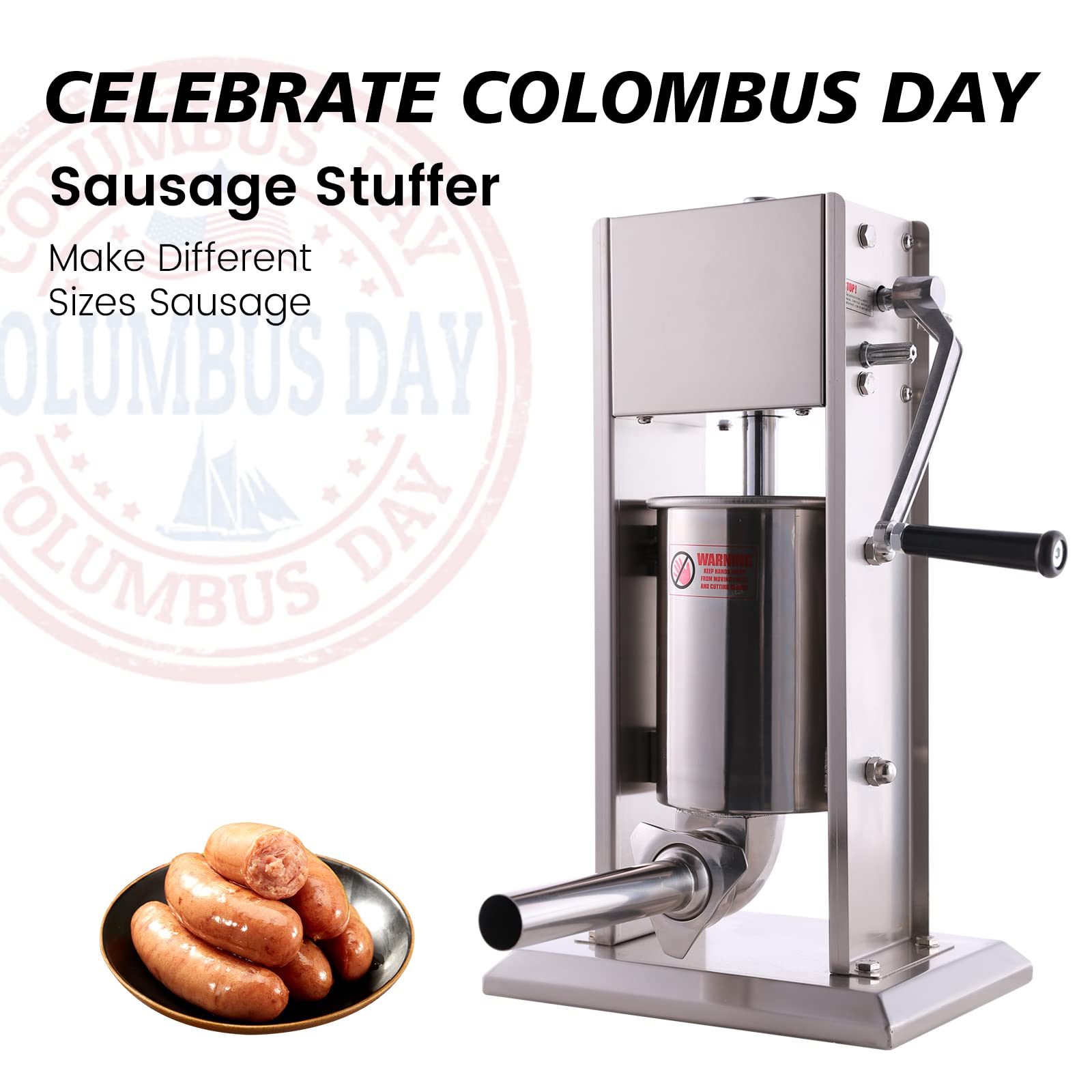 Stainless Steel Vertical Sausage Stuffer & Churro Maker - Dual Speed 7LB/3L Capacity for Home Kitchen & Commercial Use | Perfect for Sausage Making, Spanish Churros & Meat Processing