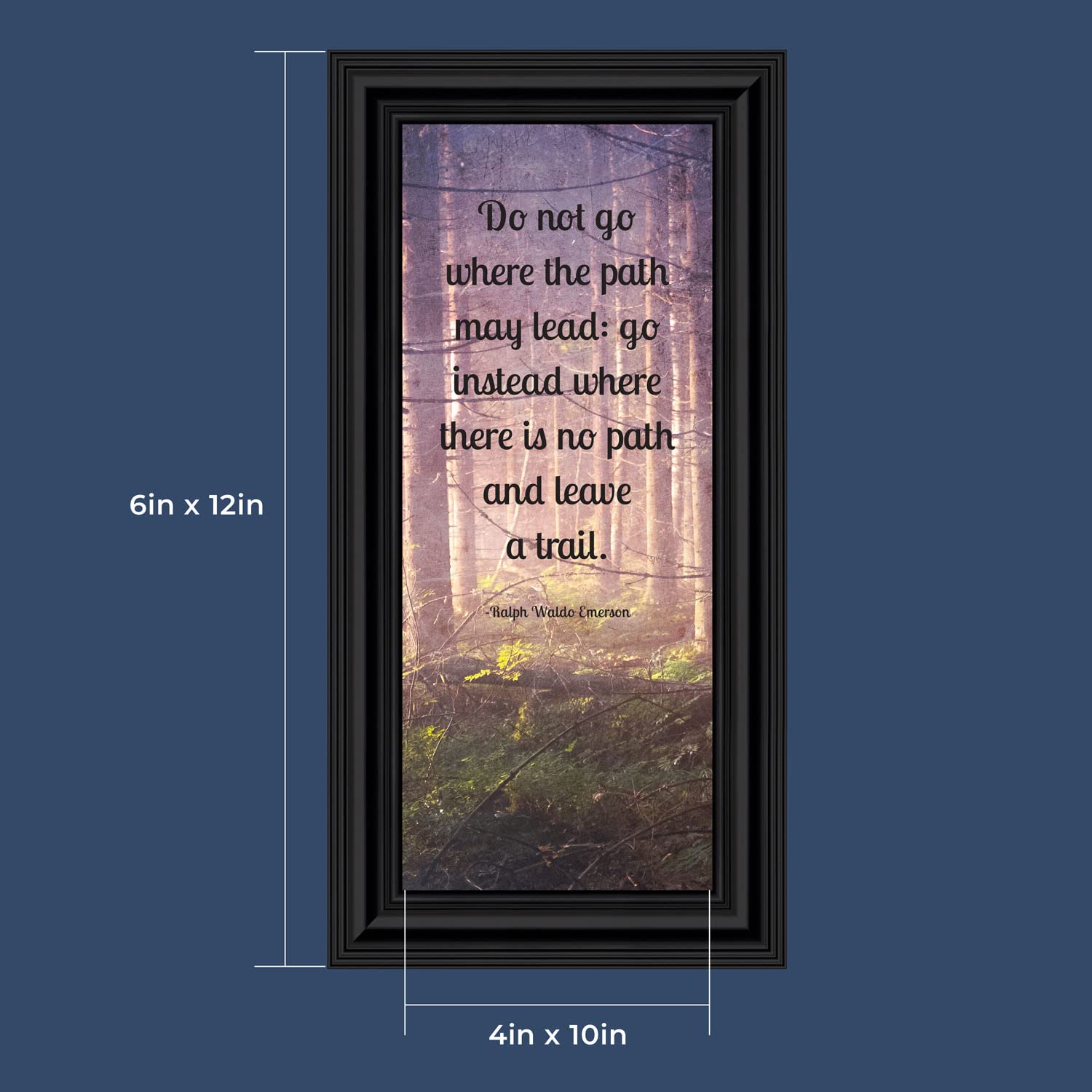 Motivational Wall Art with Emerson Quote - Inspirational Office Decor & Graduation Gifts for Boys (Framed 'Do Not Go Where The Path May Lead' Print) - Perfect for Home Office, Study Room & Dorm Decor