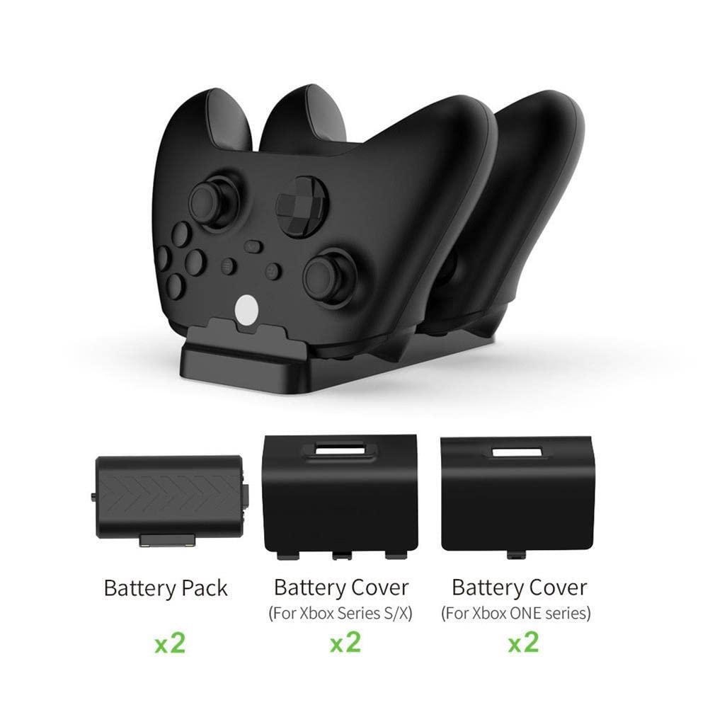 Nilioyul Twin Dock Charging Station for Gaming Controllers - Dual USB Charger Dock with Battery Pack | Perfect for PS5, Xbox & Switch Pro Controllers | Organize & Charge 2 Gamepads Simultaneously | Ideal for Gaming Setups & Entertainment Centers