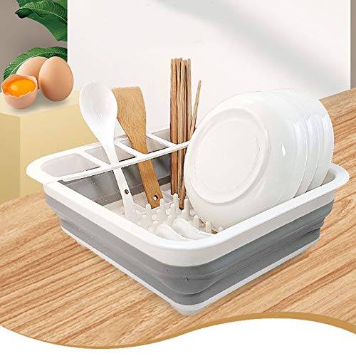 Arinda Collapsible Dish Drying Rack - Space Saving Kitchen Counter Organizer, Portable Dish Drainer for Plates, Bowls & Utensils - Perfect for Small Kitchens, Camping & RV Use