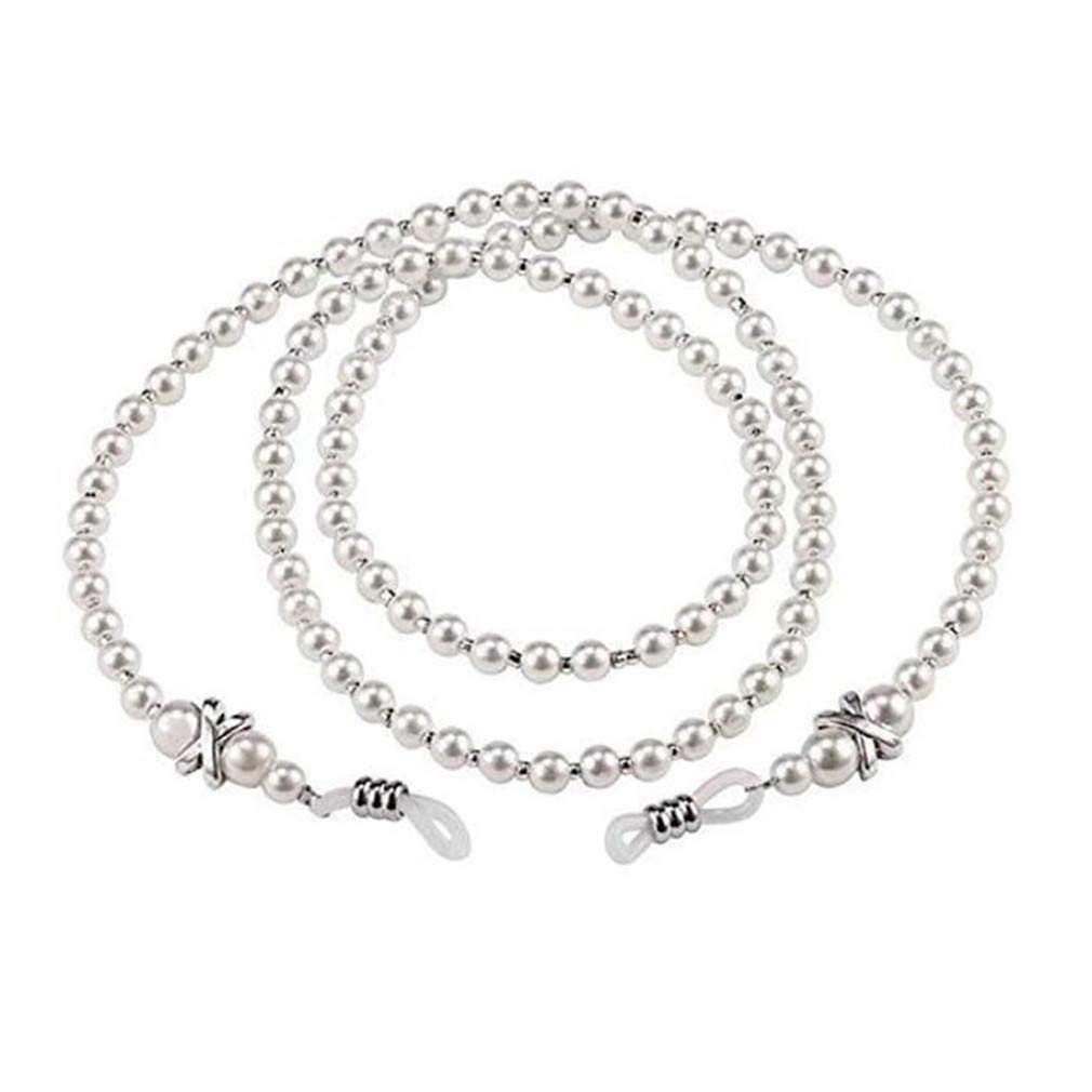 GUAngqi Pearl Glasses Chain - Elegant White Pearl Beaded Eyewear Necklace for Glasses & Sunglasses | Perfect for Reading, Driving & Fashion Accessories