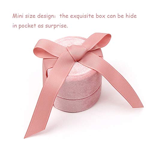 Velvet Ring Box - Elegant Wedding Jewelry Holder for Proposal & Engagement (Pink Small) - Perfect for Photography & Ceremonies