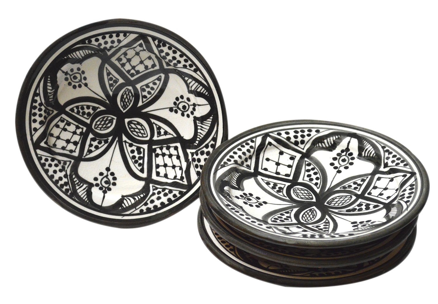 Handmade Moroccan Ceramic Appetizer Plates - Set of 4, K-Musculo Tapas Serving Dishes for Mediterranean Mezze, Party Snacks & Gourmet Dining