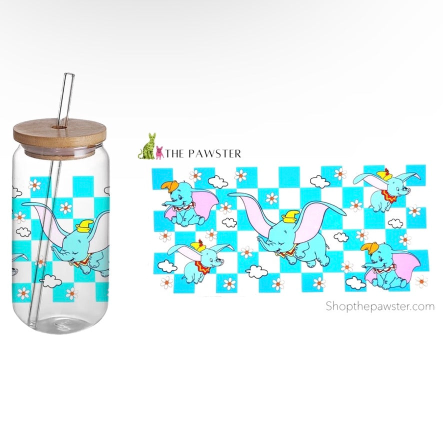 #137 Checkered Dumbo 16oz Cup Wrap - Disney Inspired Insulated Sleeve for Coffee, Tea & Cold Drinks - Perfect for Home, Office & Travel Use