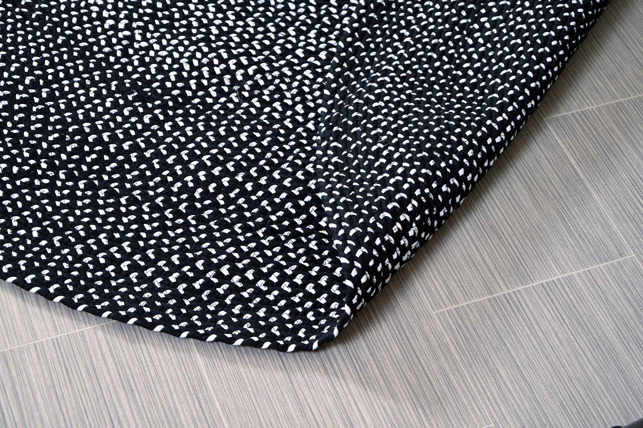 5 ft Round Black & White Braided Cotton Chindi Area Rug - Non-Slip Reversible Handwoven for Living Room, Bedroom, Dining Room - MystiqueDecors