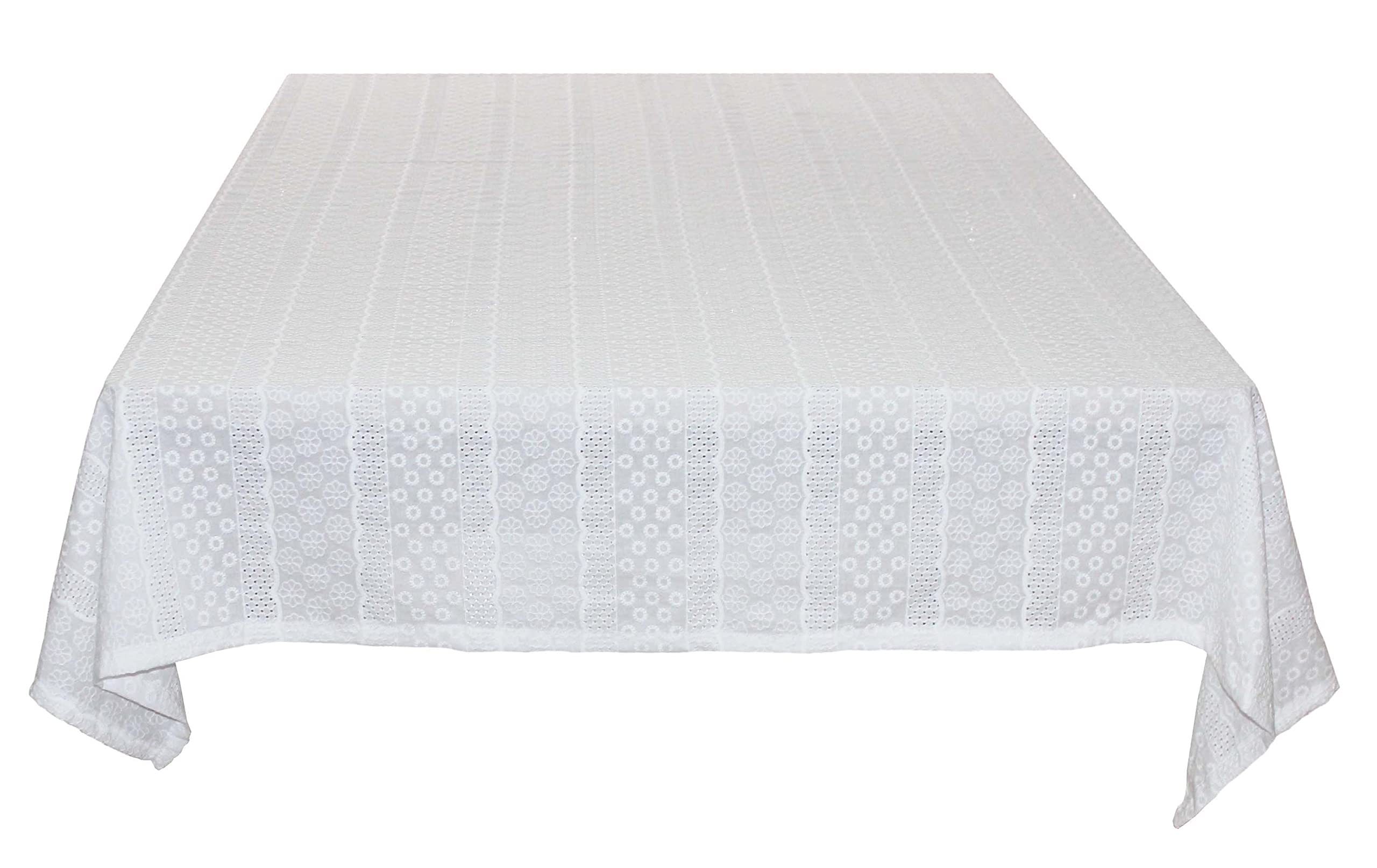Waterproof White Cotton Tablecloth with Embroidery - 51