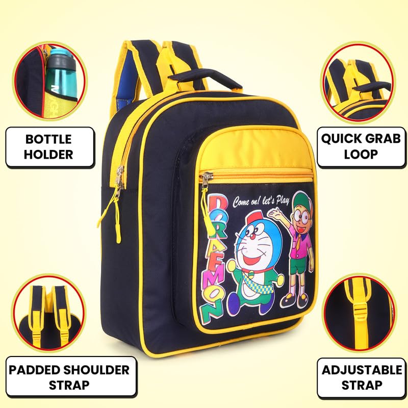 Doraemon Cartoon Kids Backpack 25L - Lightweight Waterproof School Bag with Adjustable Straps & 2 Compartments for Boys and Girls | Perfect for School, Travel, and Daily Use