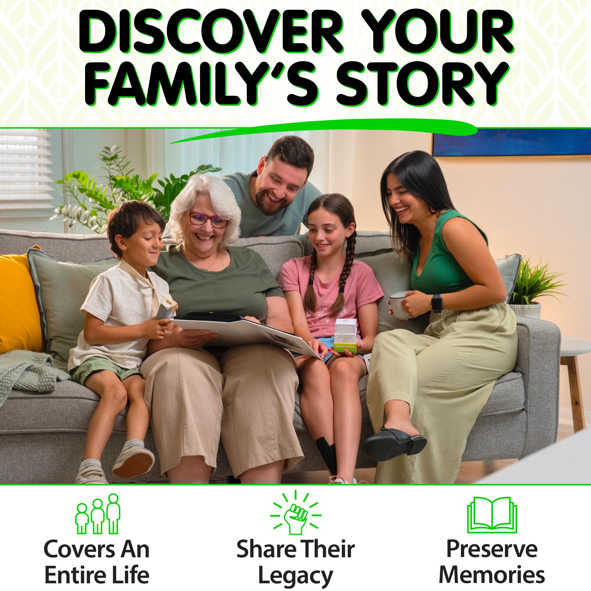200 Intergenerational Conversation Cards - Fun Family Game Night Questions for Parents, Grandparents, Adults & Kids - Meaningful Bonding Activity for Relatives & Icebreaker - Perfect for Holidays, Reunions & Quality Time Together