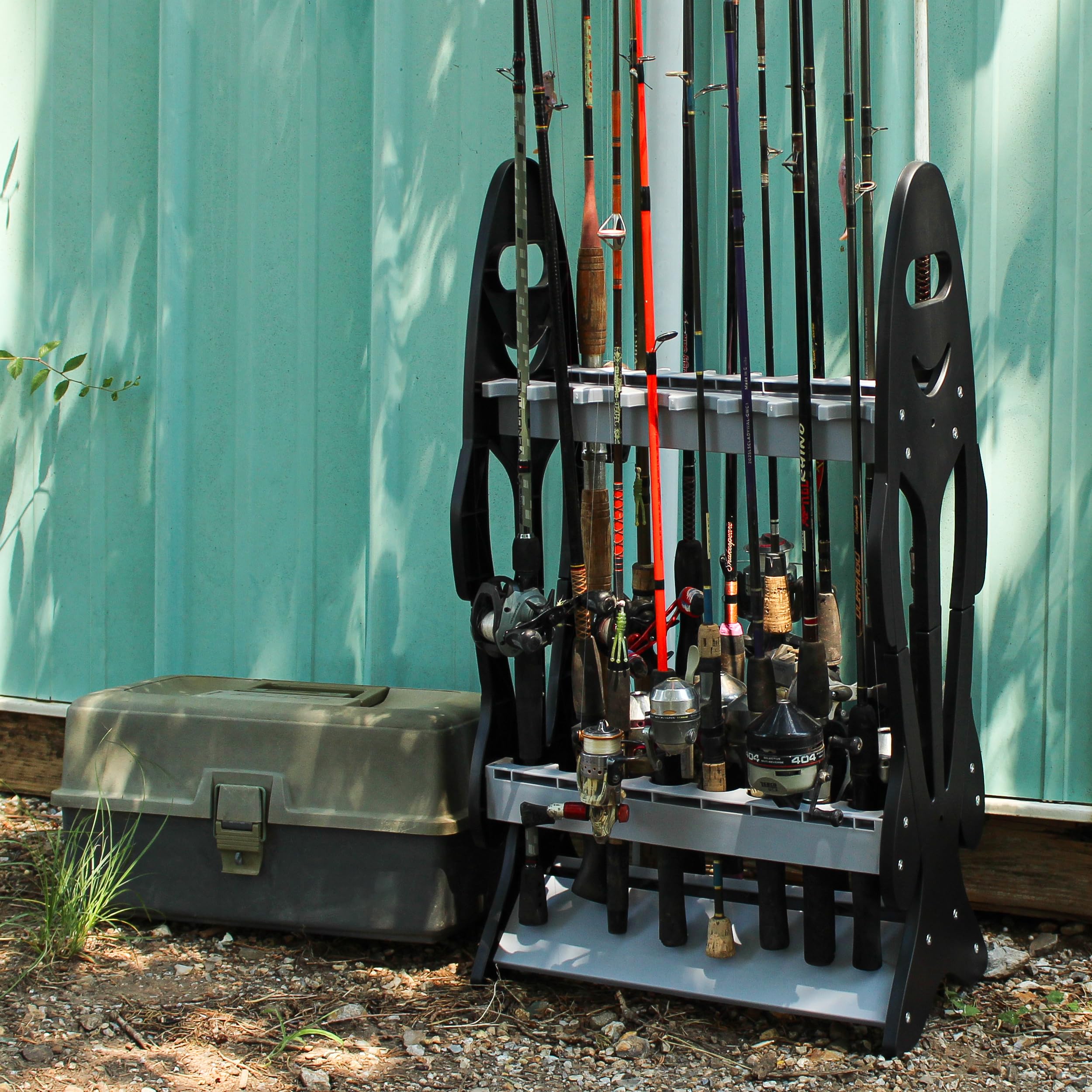 Fishing Rod Holder for 16 Rod and Reel Combos - Vertical Floor Storage Rack | Durable Fishing Gear Organizer for Boats, Kayaks & Garage | Secure Pole Holder for Saltwater & Freshwater Fishing