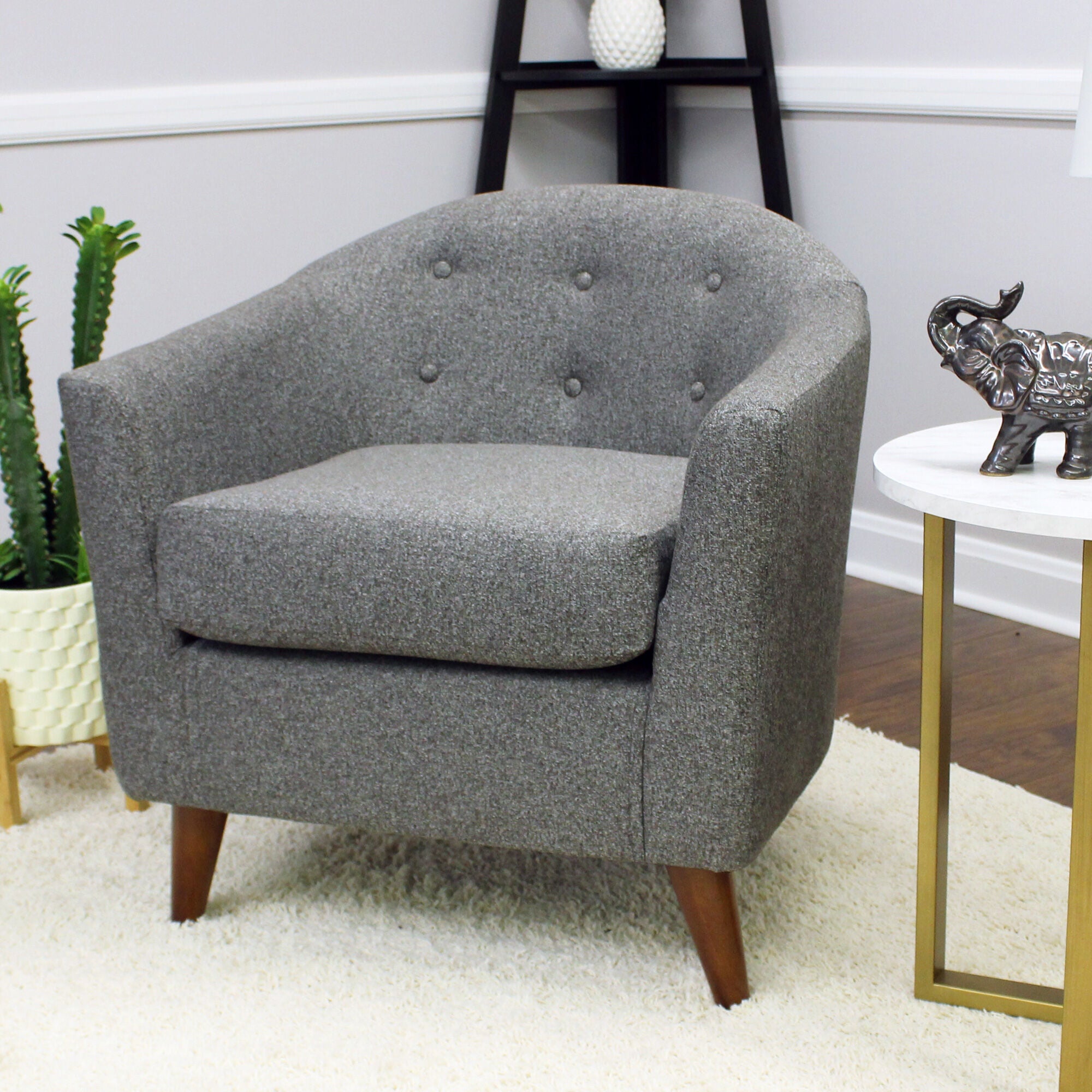 Marissa Accent Chair - Modern Upholstered Lounge Chair with Wooden Legs for Living Room, Bedroom & Office - Perfect for Reading Nook, Home Decor & Relaxation