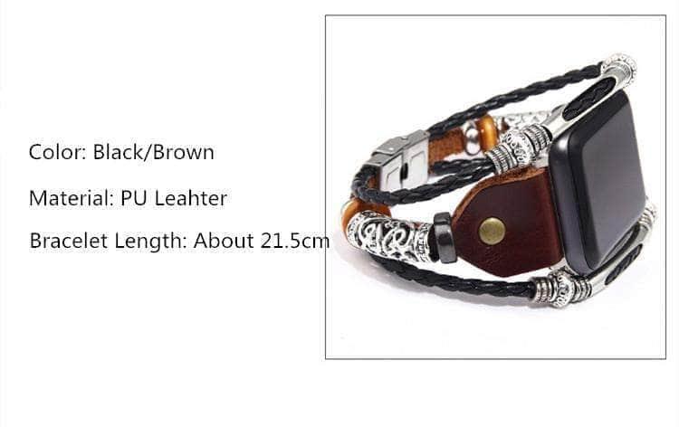 Braided Leather Apple Watch Band for Series 6/5/4/3/2/SE - 44mm 42mm 40mm 38mm - Stylish & Durable Replacement Strap for Work, Gym & Everyday Wear
