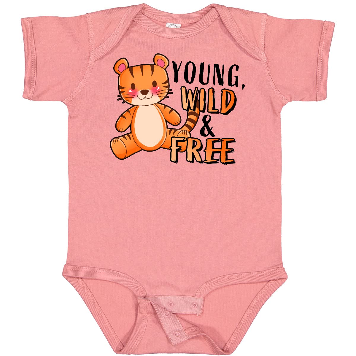 Inktastic Cute Tiger Young Wild & Free Baby Bodysuit - Soft Cotton Infant Onesie for Boys & Girls - Perfect for Playdates, Birthday Gifts & Photo Shoots