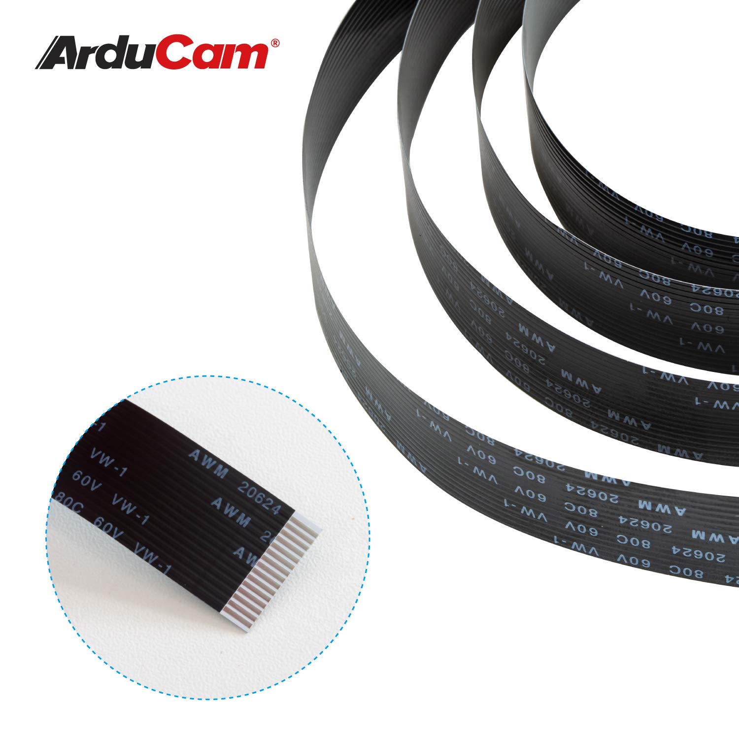 Arducam Raspberry Pi Camera Cable - 2FT/60CM Flexible Ribbon Extension for OctoPrint/OctoPi Webcam & 3D Printer Monitoring - Perfect for Remote Printing & Time-Lapse Photography (Black)
