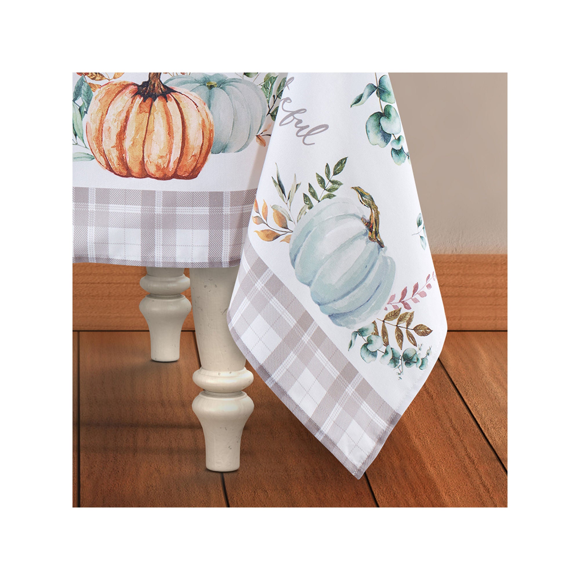 Avanti Grateful Patch Rectangle Tablecloth - Ivory One Size - Perfect for Thanksgiving, Christmas & Holiday Dining Decor