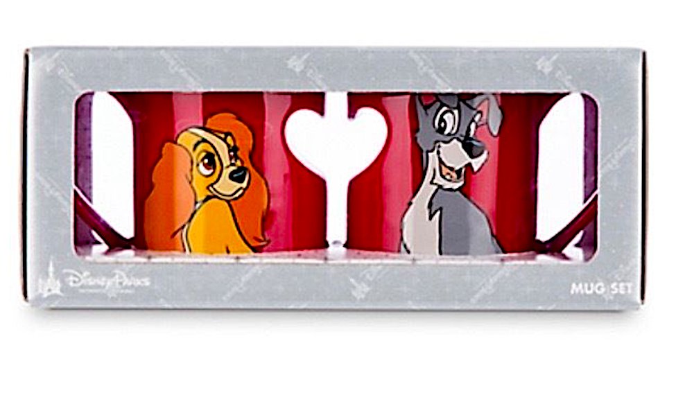 Disney Parks Lady and the Tramp Romantic Heart Ceramic Mug Set of 2 - Perfect for Couples, Valentine's Day Gifts & Coffee Lovers - Ideal for Home, Office & Romantic Dates